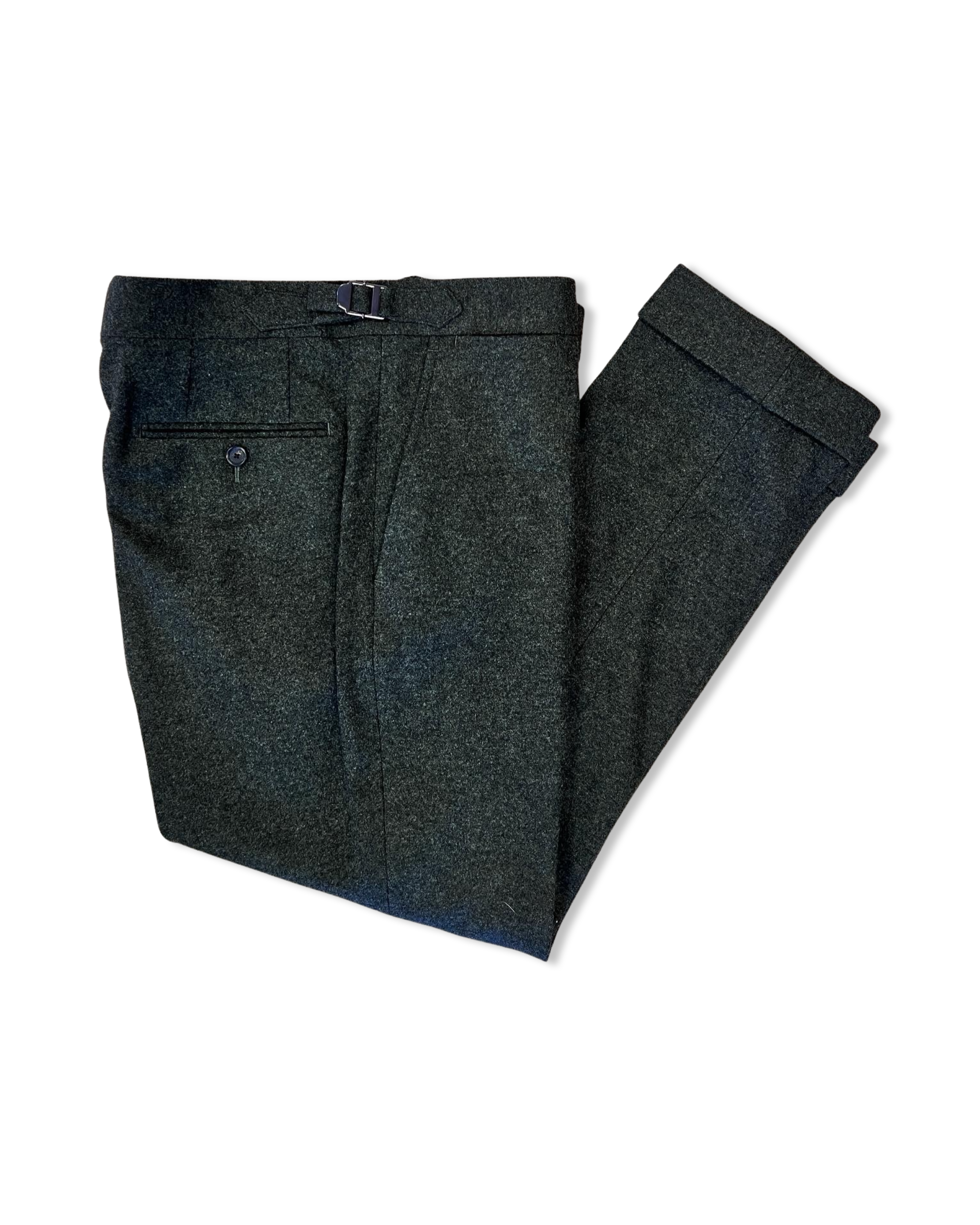 Green Stretch Flannel Five Pocket Trouser