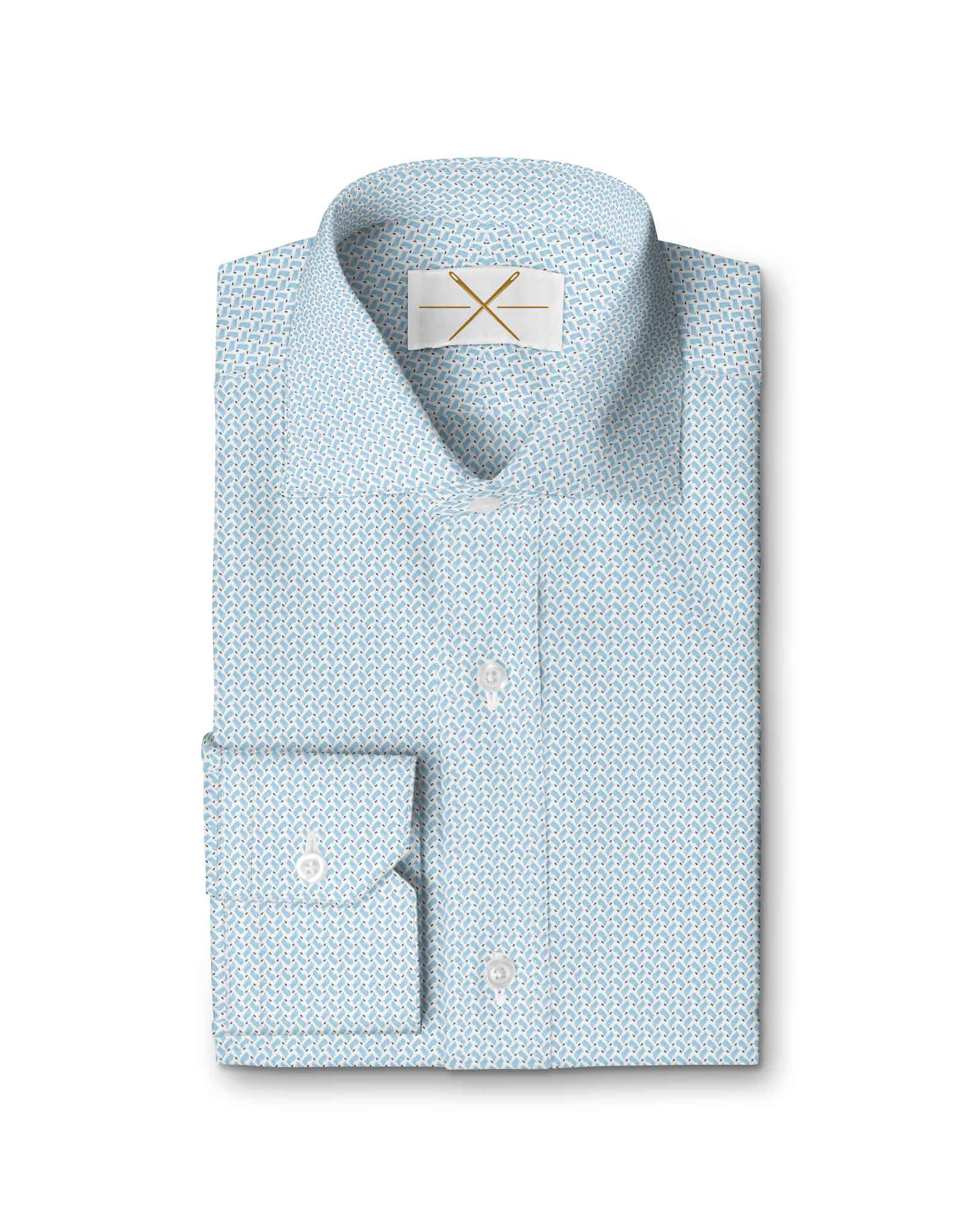 White & Blue Print Stretch Everywhere Shirt