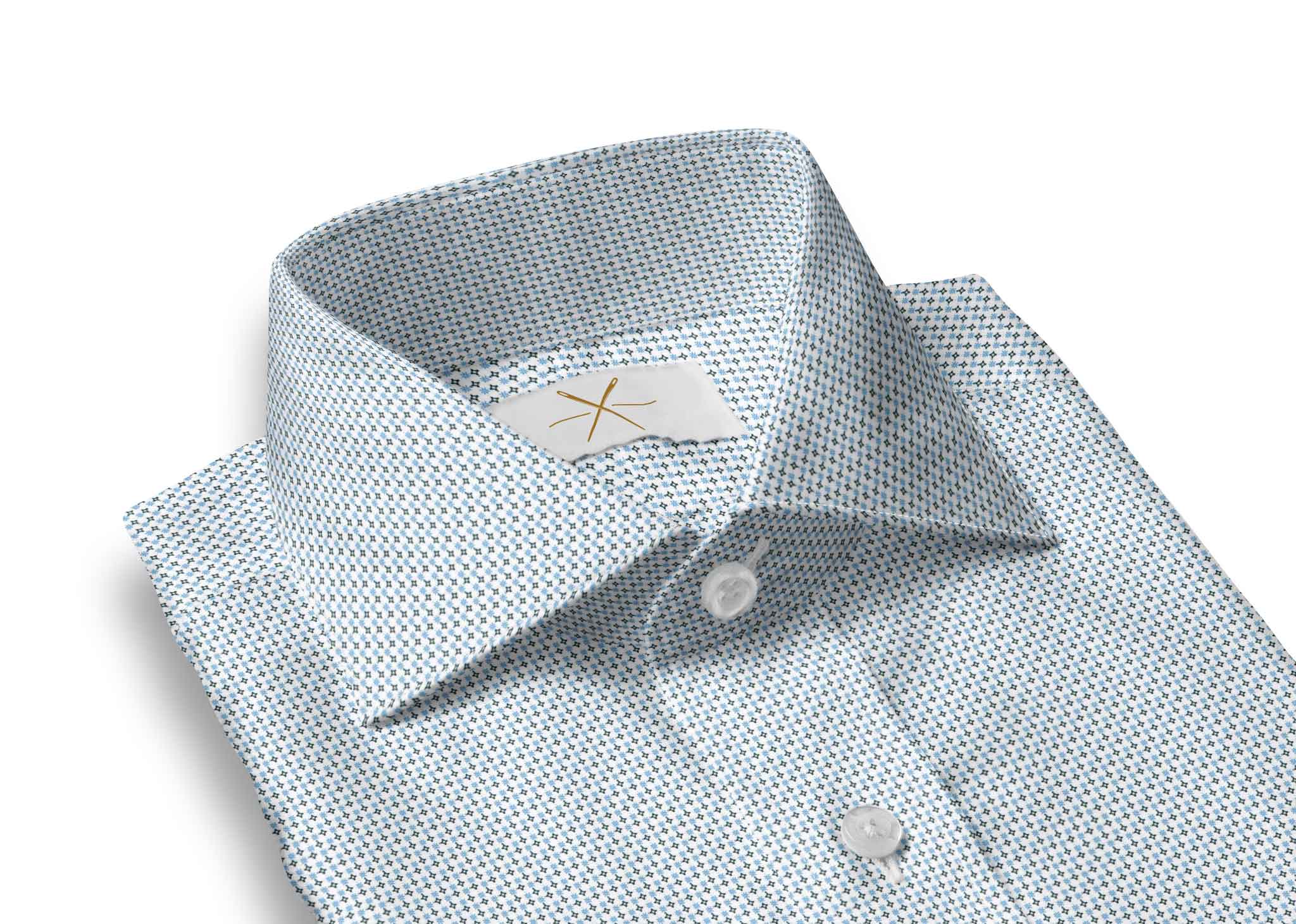 White with Blue Design Stretch Everywhere Shirt