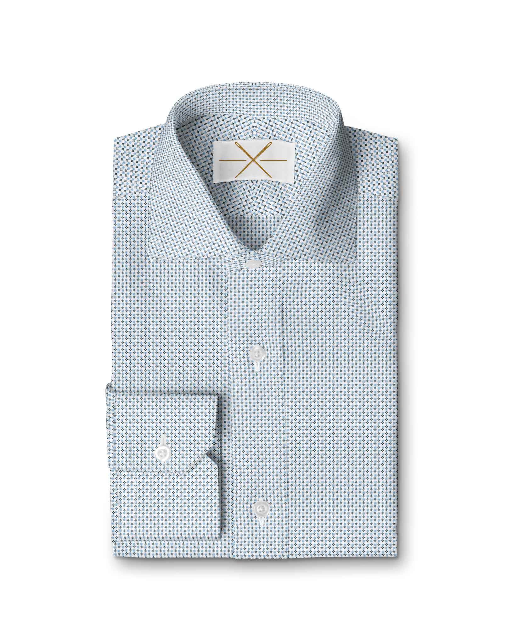 White with Blue Design Stretch Everywhere Shirt