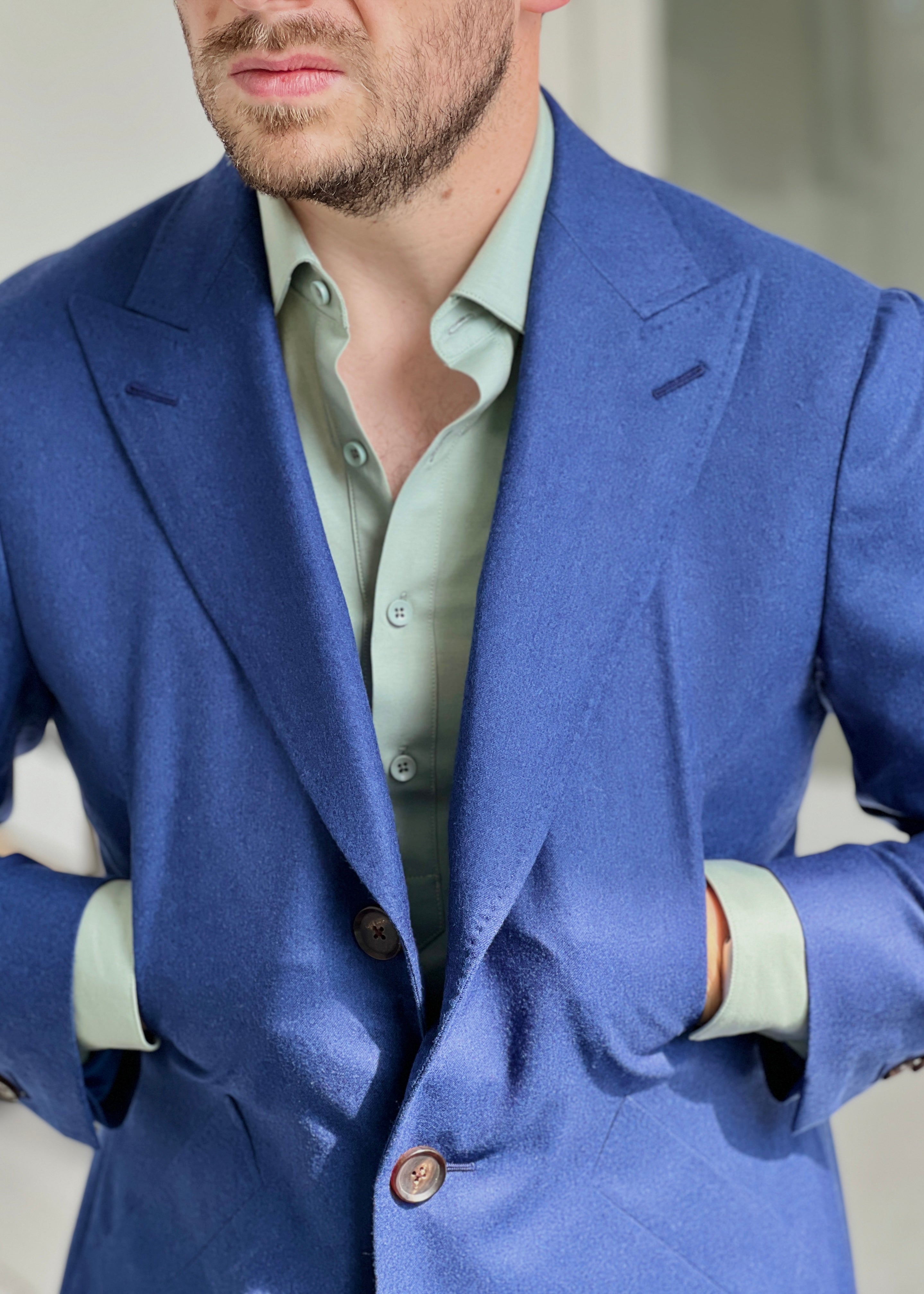 High Blue Flannel Car Coat