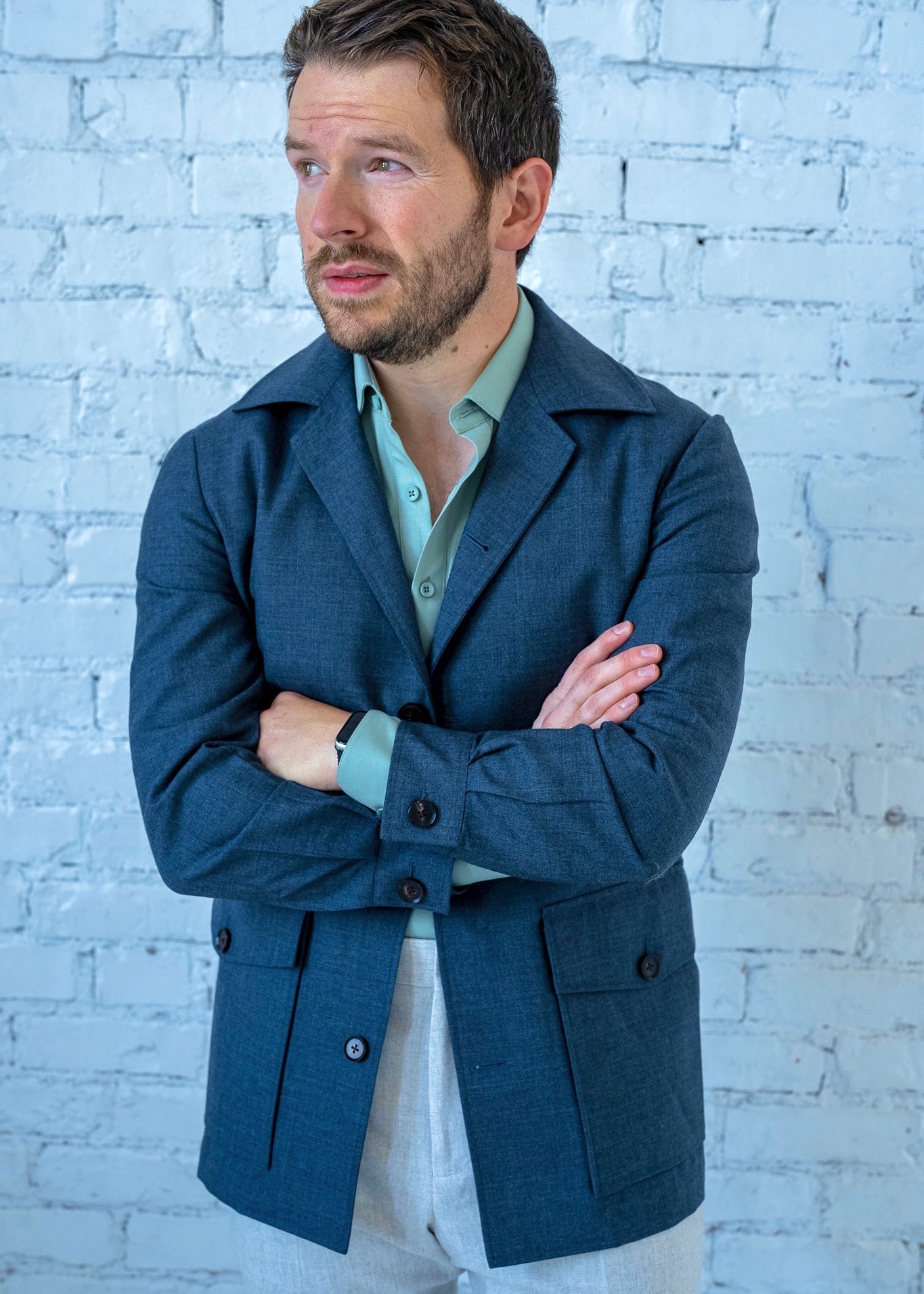 Fox Brothers City Blue Grey Everywhere Jacket