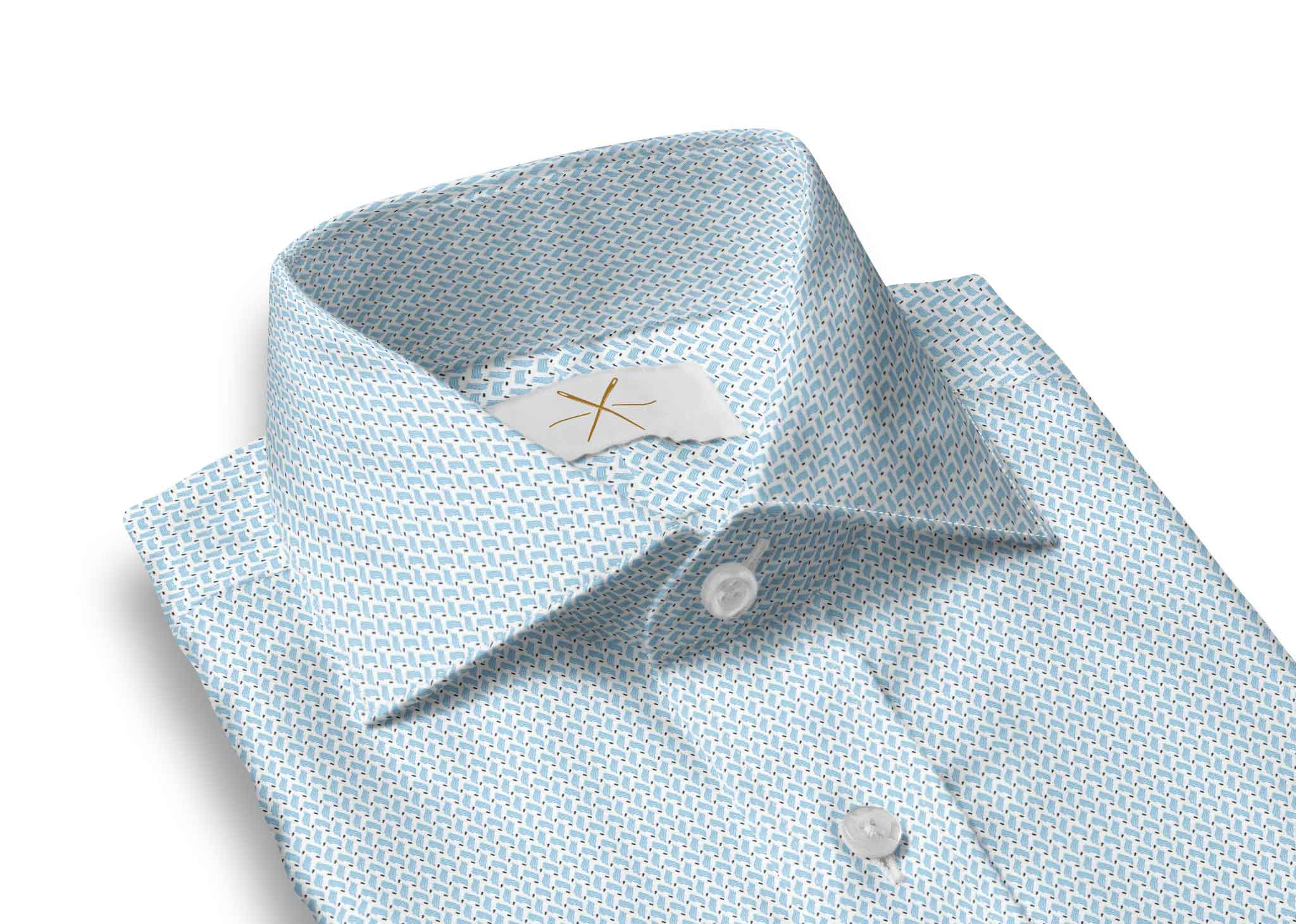 White & Blue Print Stretch Everywhere Shirt