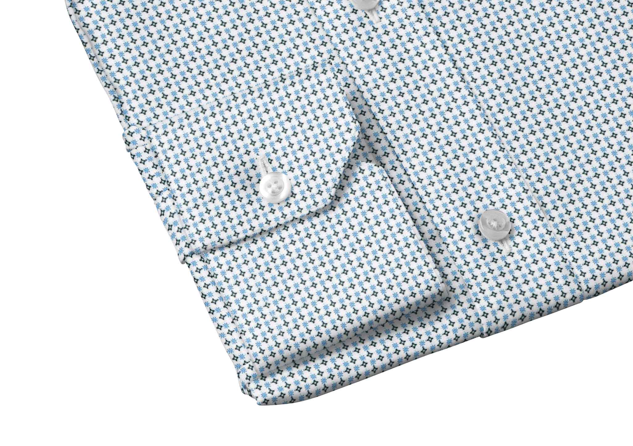 White with Blue Design Stretch Everywhere Shirt