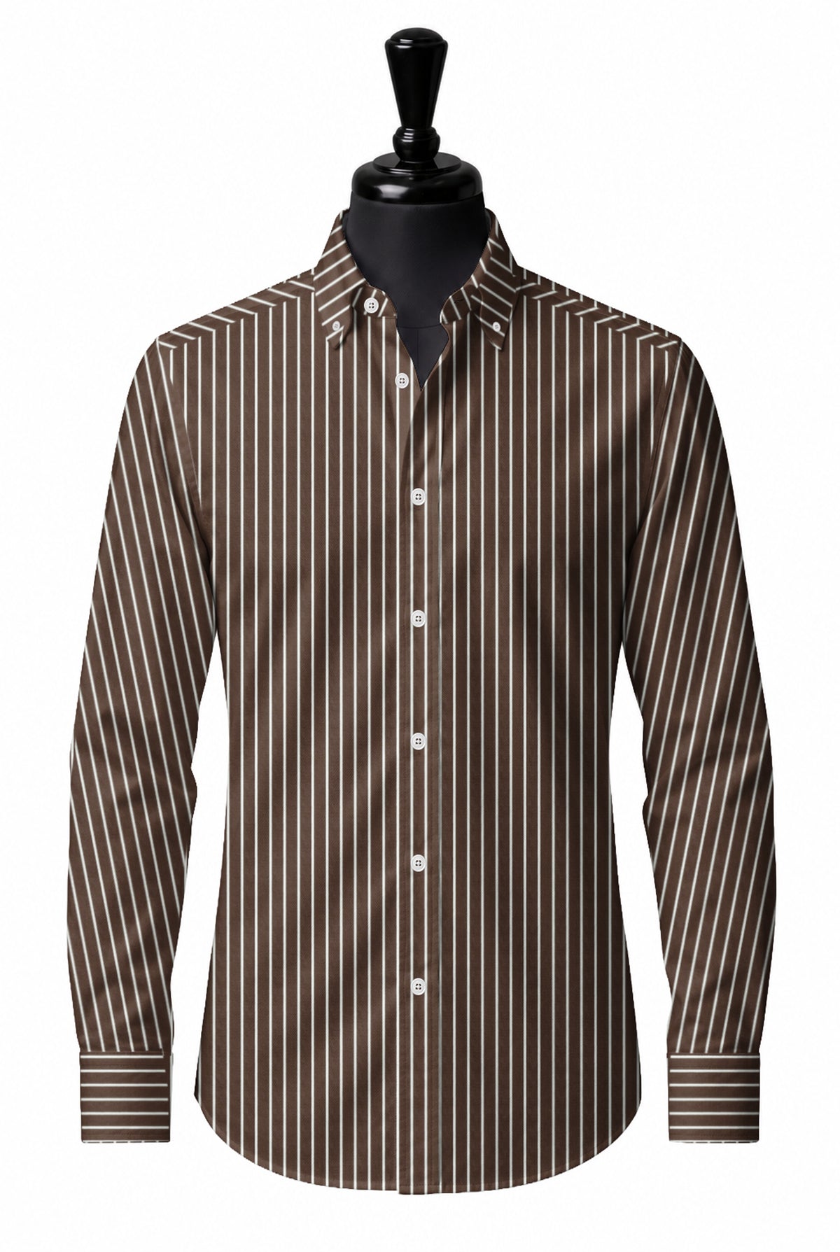Royal Caribbean Gold Brown Chalk Stripe Shirt — SH-3 front — FM85590