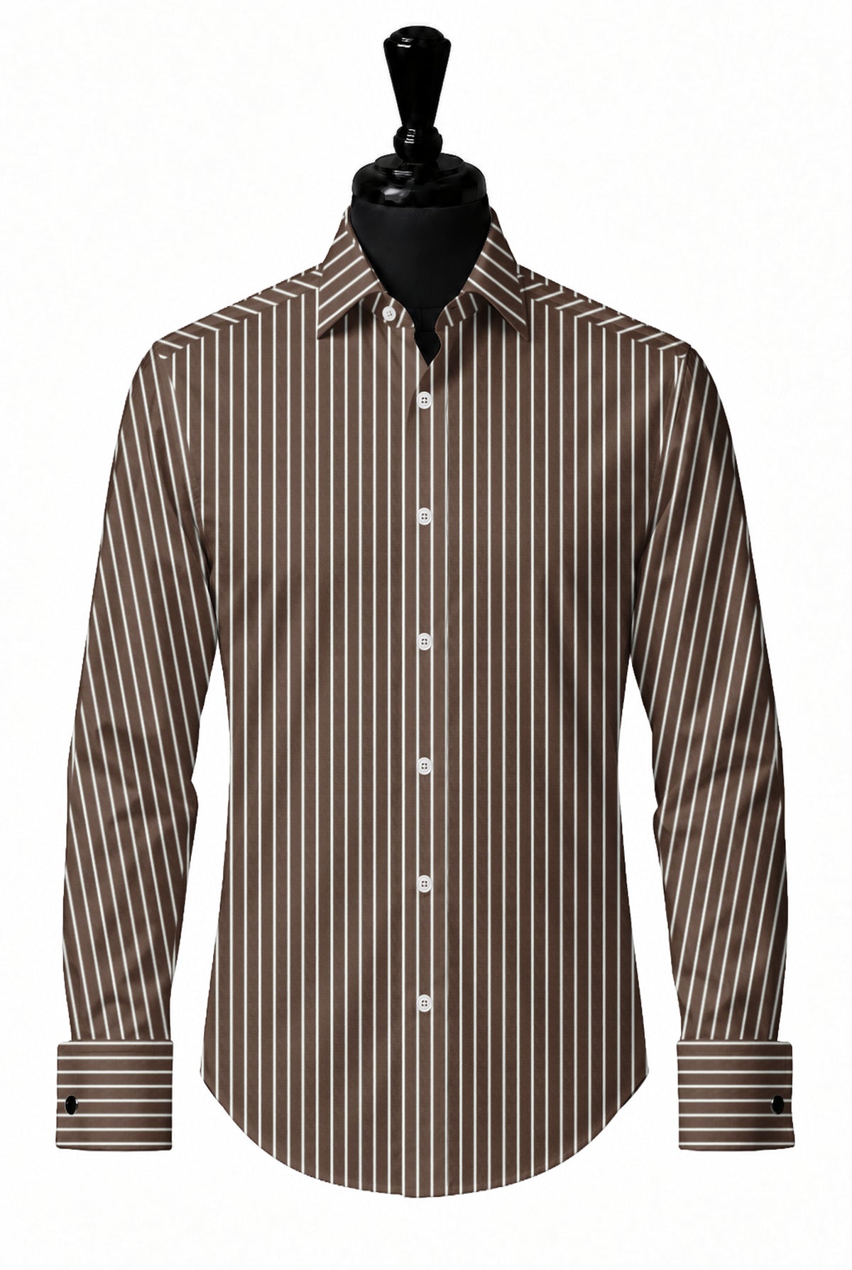 Royal Caribbean Gold Brown Chalk Stripe Shirt — SH-4 front — FM85590