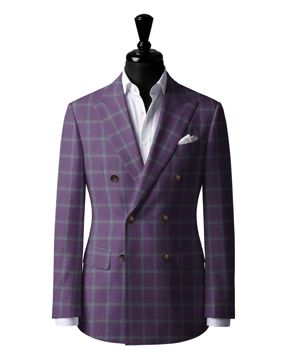 Purple Windowpane Sport Jacket — Gladson 265703 — J3 — 6×2 double-breasted jacket with peak lapels
