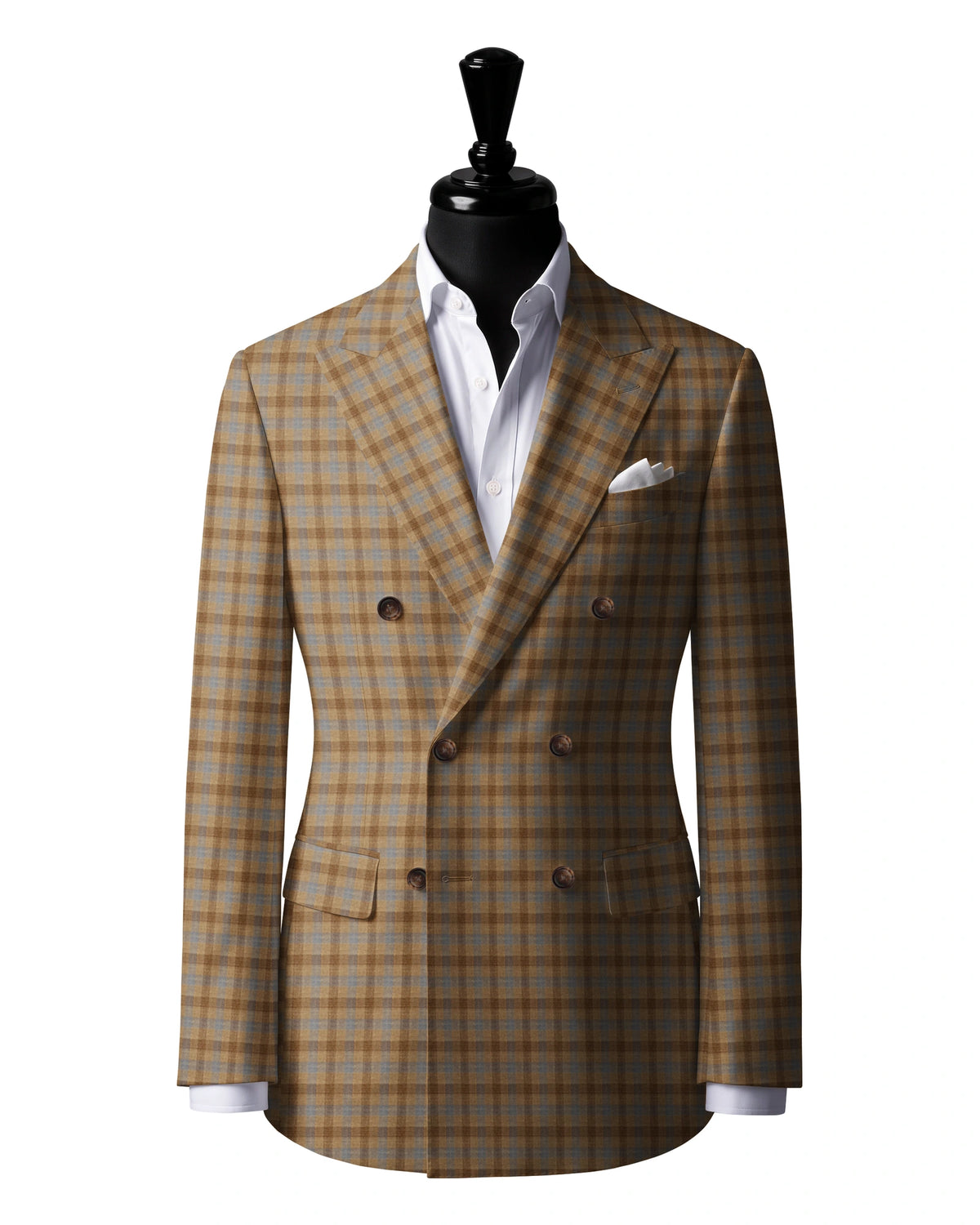 Grey Gold Check Sport Jacket — Gladson 265724 — J3 — 6×2 double-breasted jacket with peak lapels