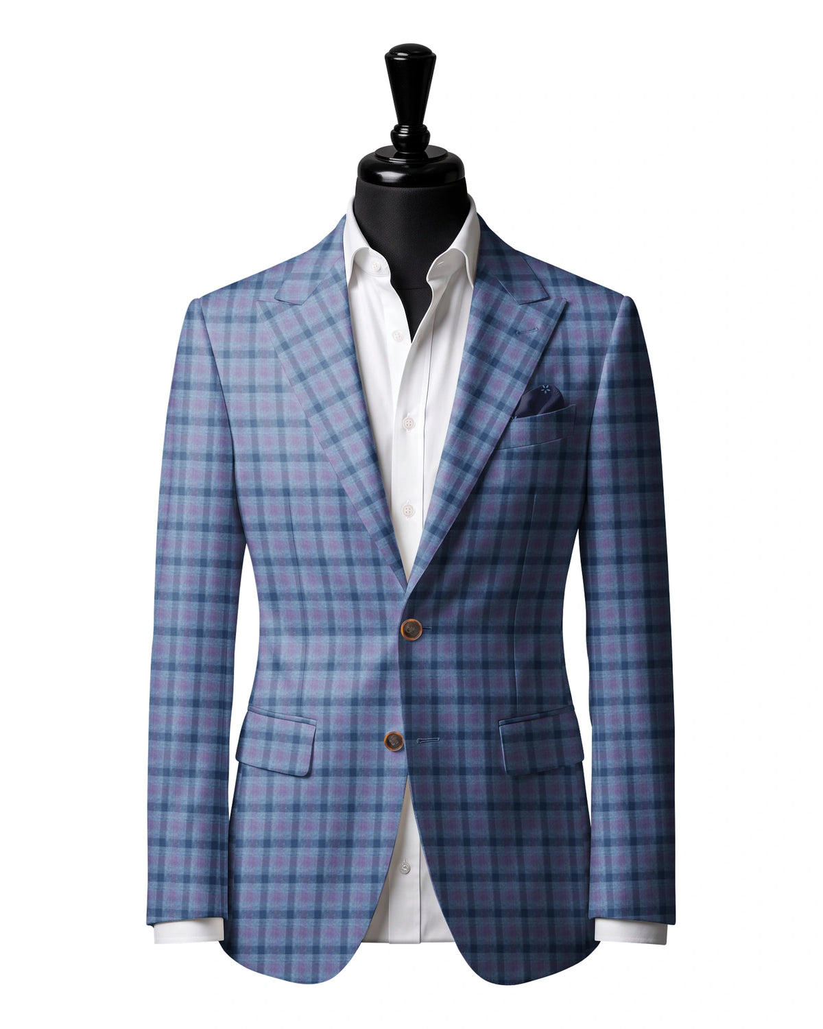 Light Blue Check Sport Jacket — Gladson 265727 — J2 — two-button peak lapel with straight flap pockets