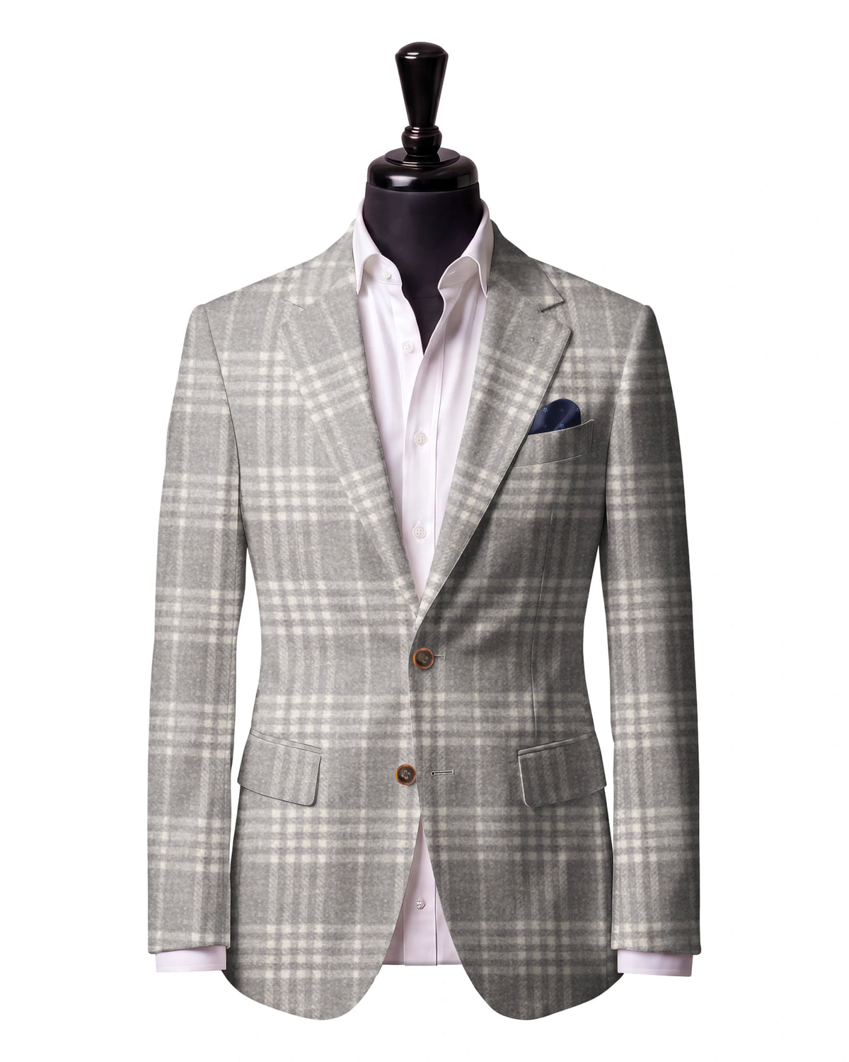 Grey Windowpane Sport Jacket — Matsuki 28913 — J1 — two-button notch lapel with straight flap pockets