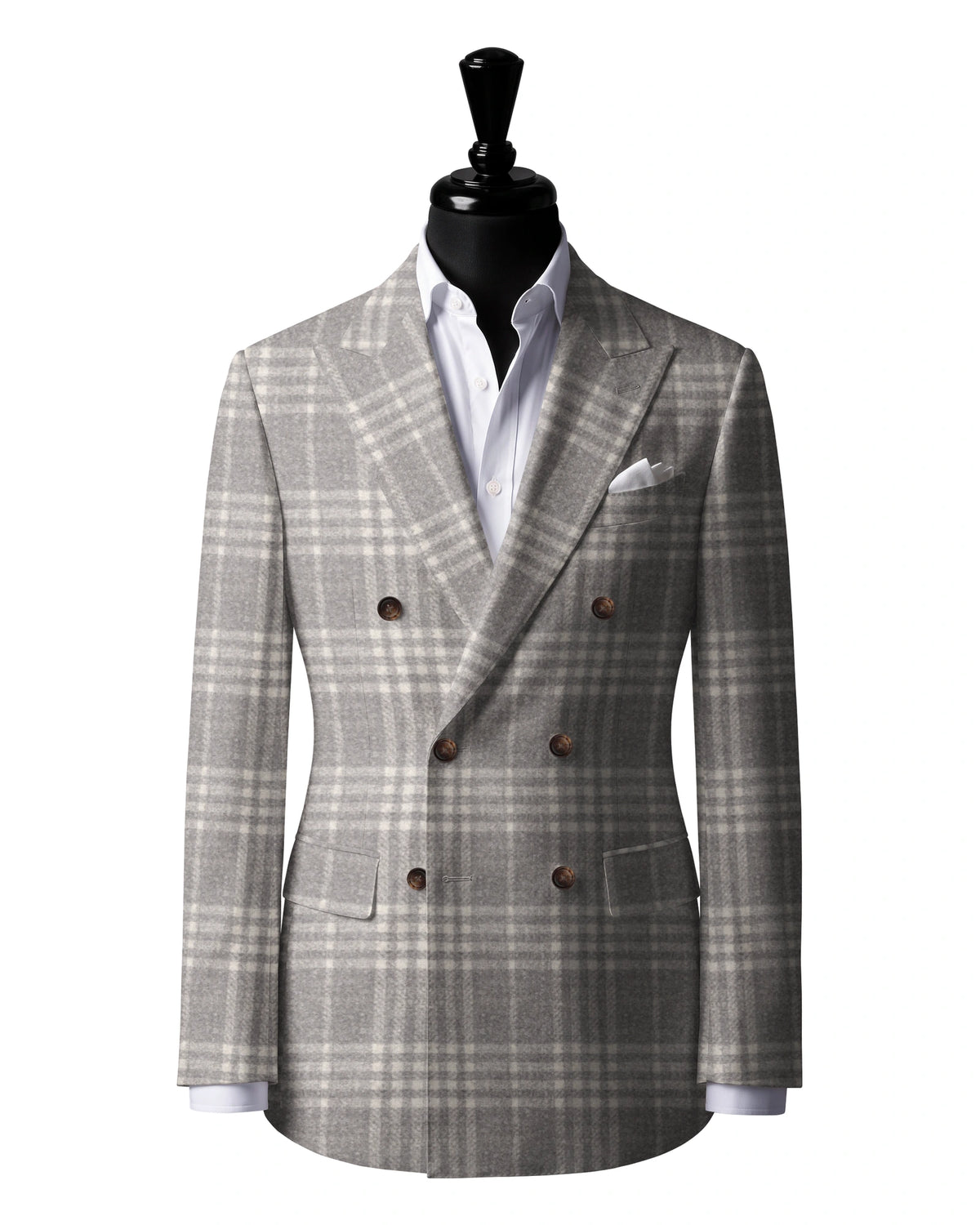 Grey Windowpane Sport Jacket — Matsuki 28913 — J3 — 6×2 double-breasted jacket with peak lapels