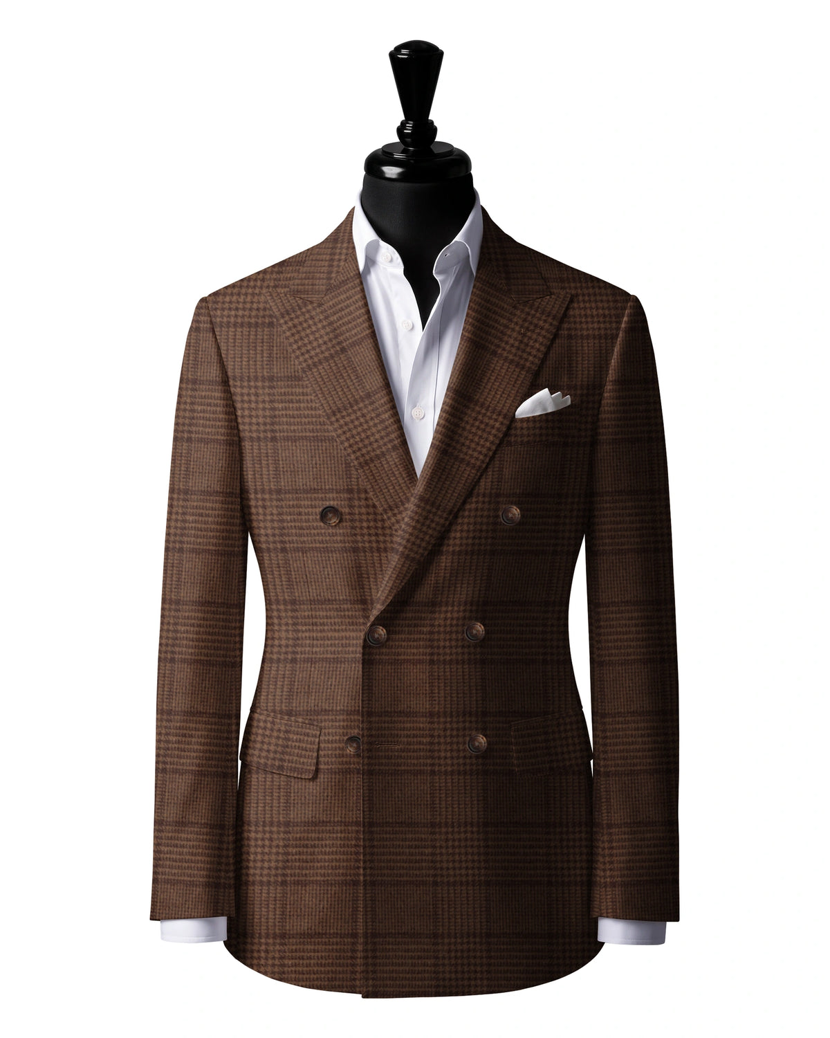 Terracotta Check Sport Jacket — Matsuki 28940 — J3 — 6×2 double-breasted jacket with peak lapels
