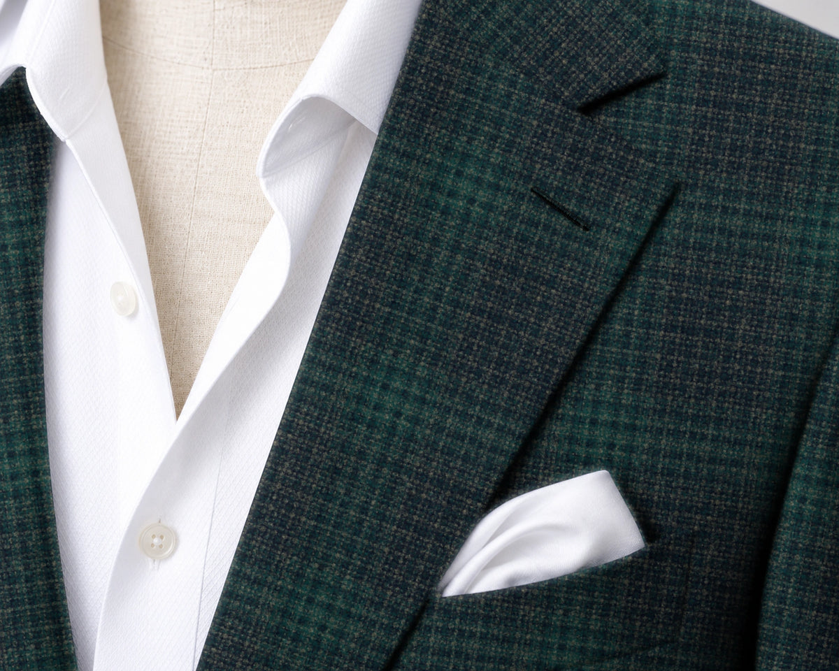Teal green check Sport Jacket — fabric detail