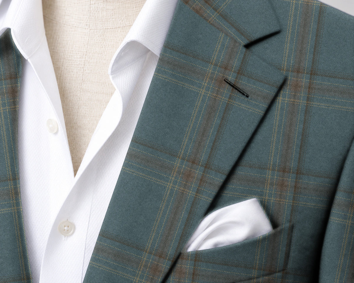Soft green multicolor check Sport Jacket — fabric detail