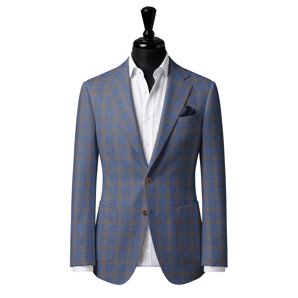 Blue with ochre check Sport Jacket — Style 1