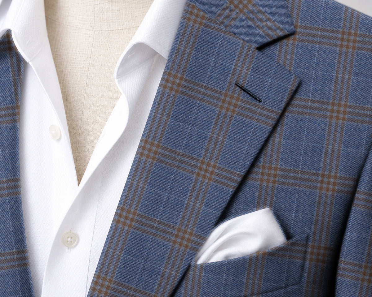 Blue with ochre check Sport Jacket — fabric detail