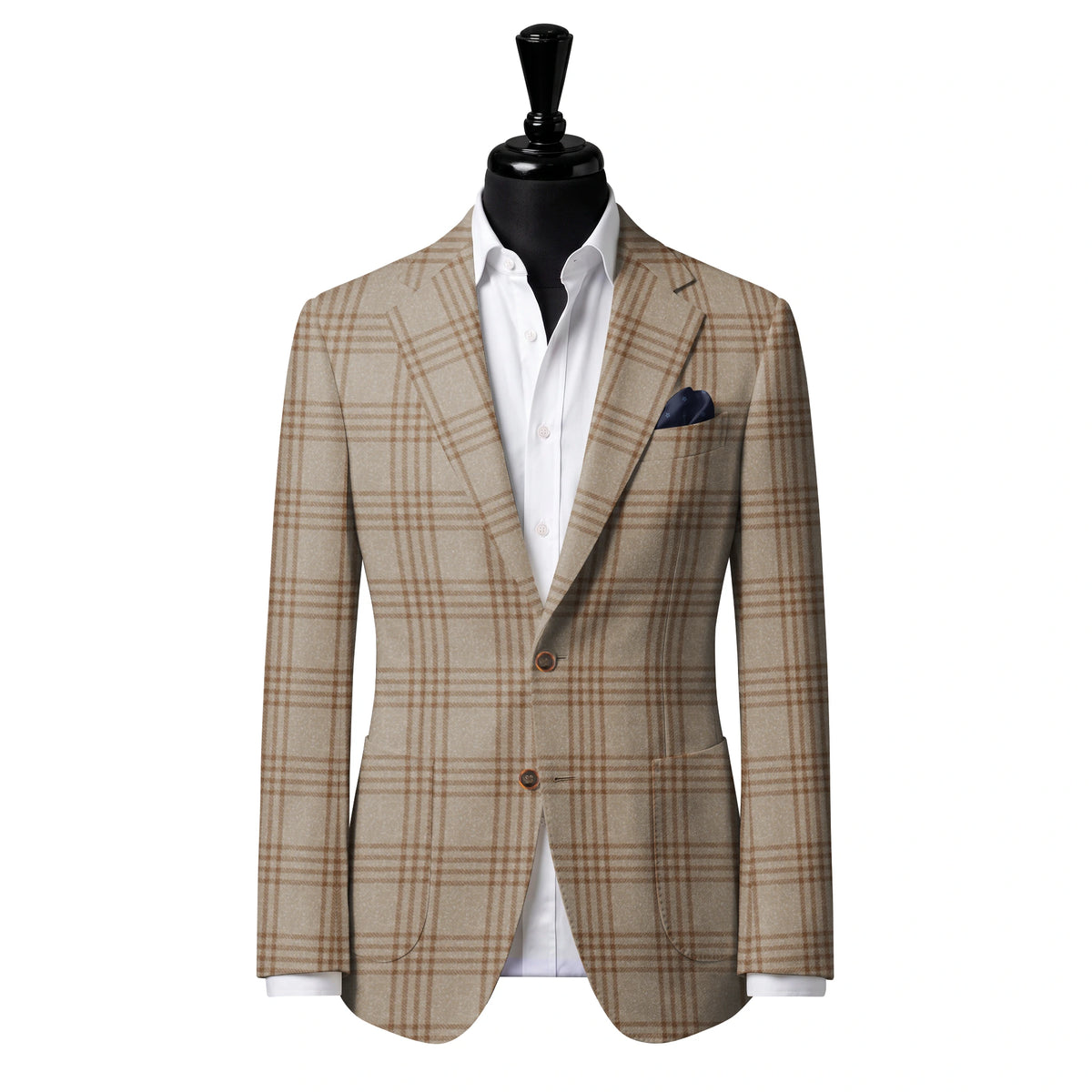 Cream with brown check Sport Jacket — Style 1