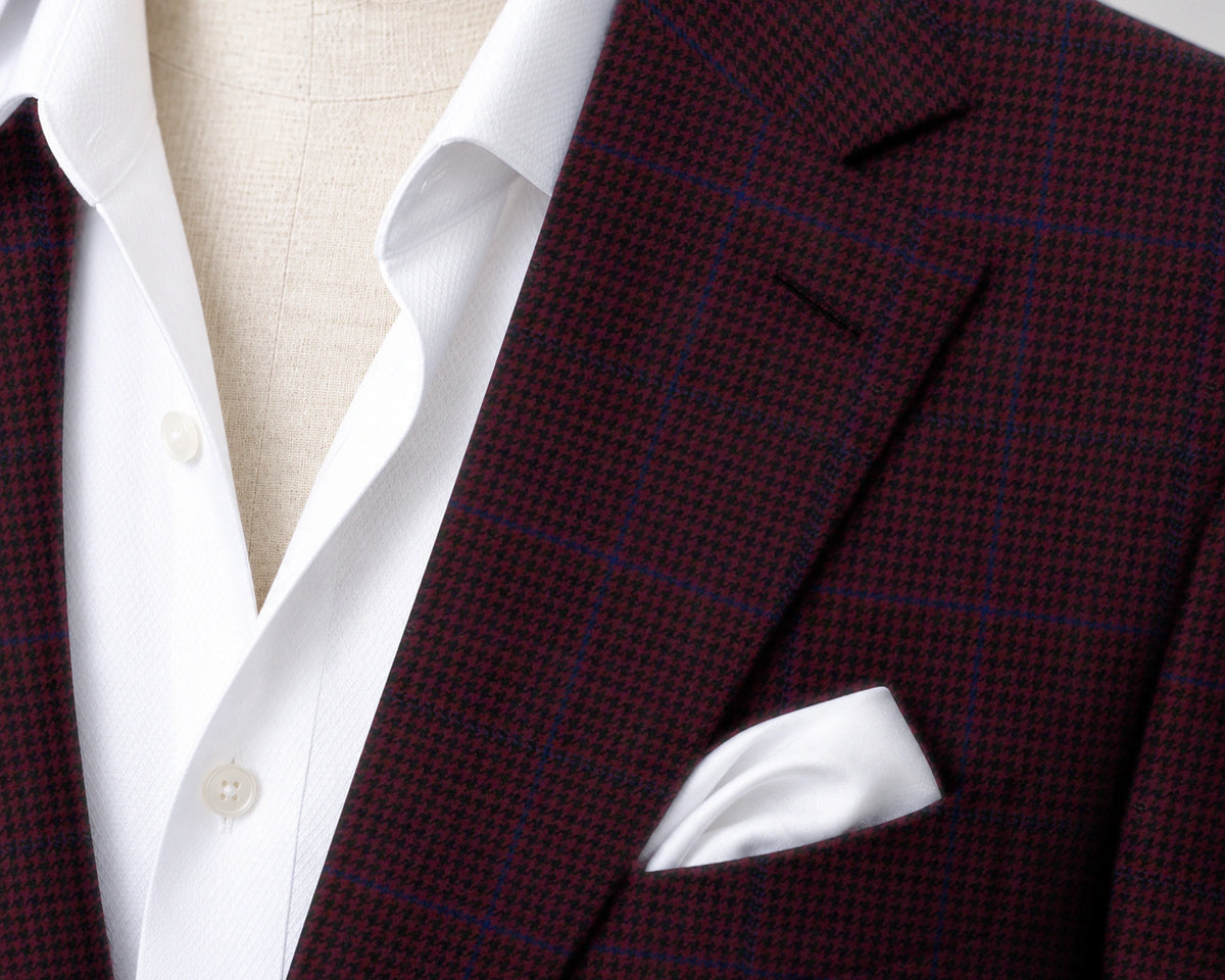 Burgundy & Blue Check Sport Jacket — fabric detail