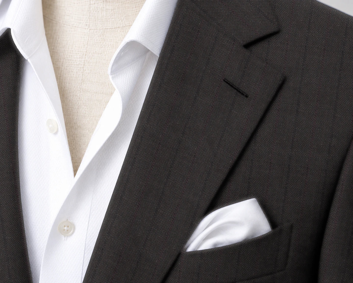 Brown Fine Stripe Suit — fabric detail