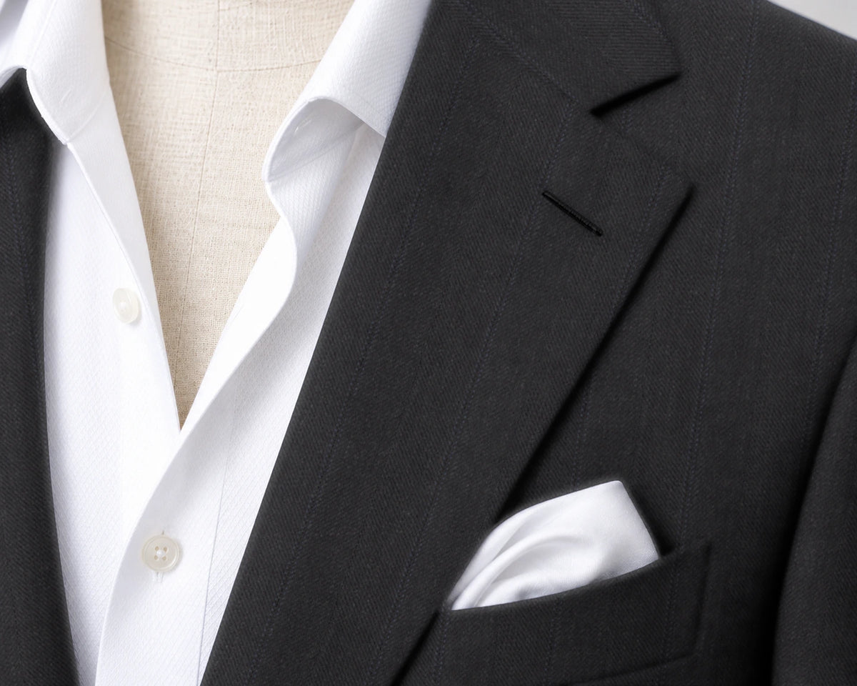 Charcoal Pinstripe Suit — fabric detail