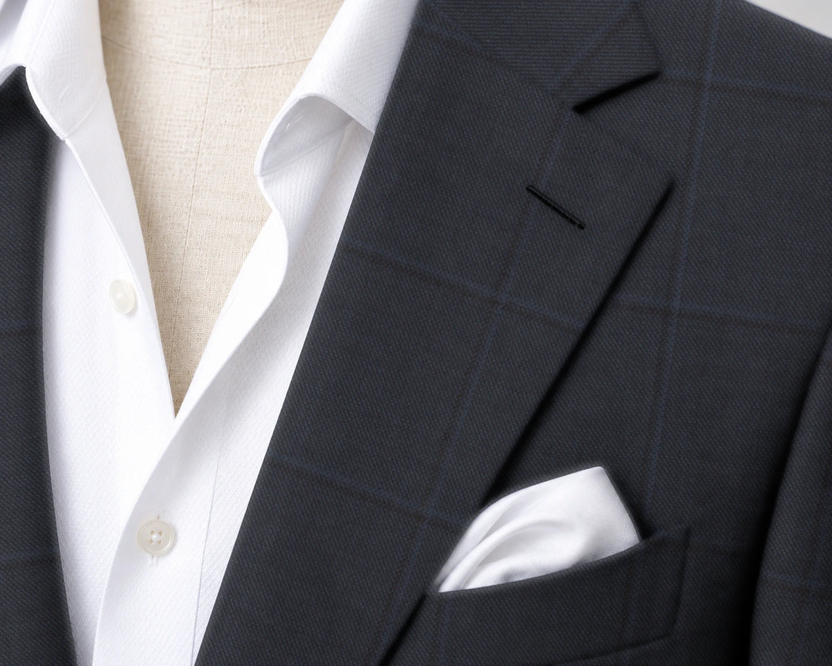 Tallia Navy Windowpane Suit — fabric detail