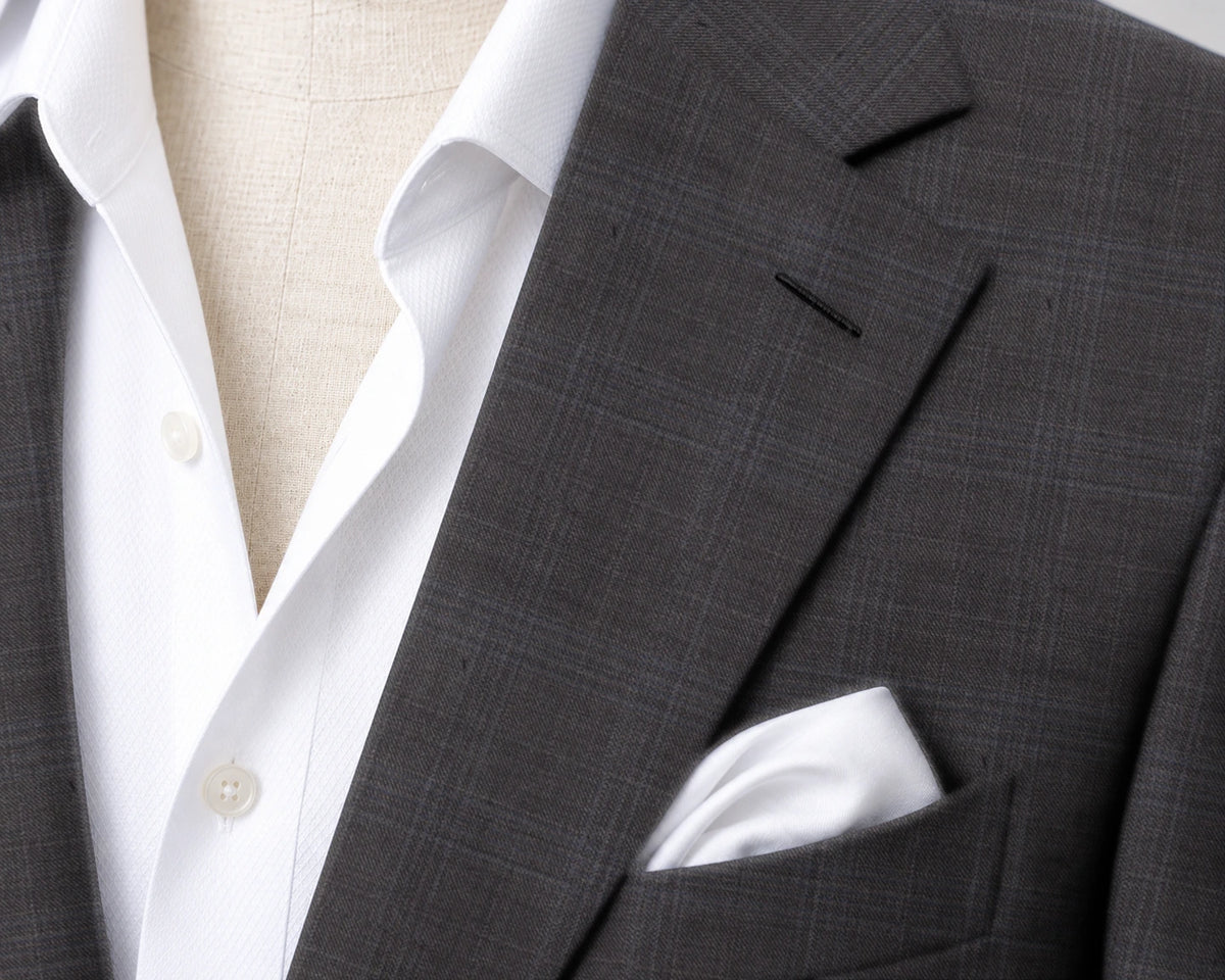 Trofeo Brown-Grey Check Suit — fabric detail