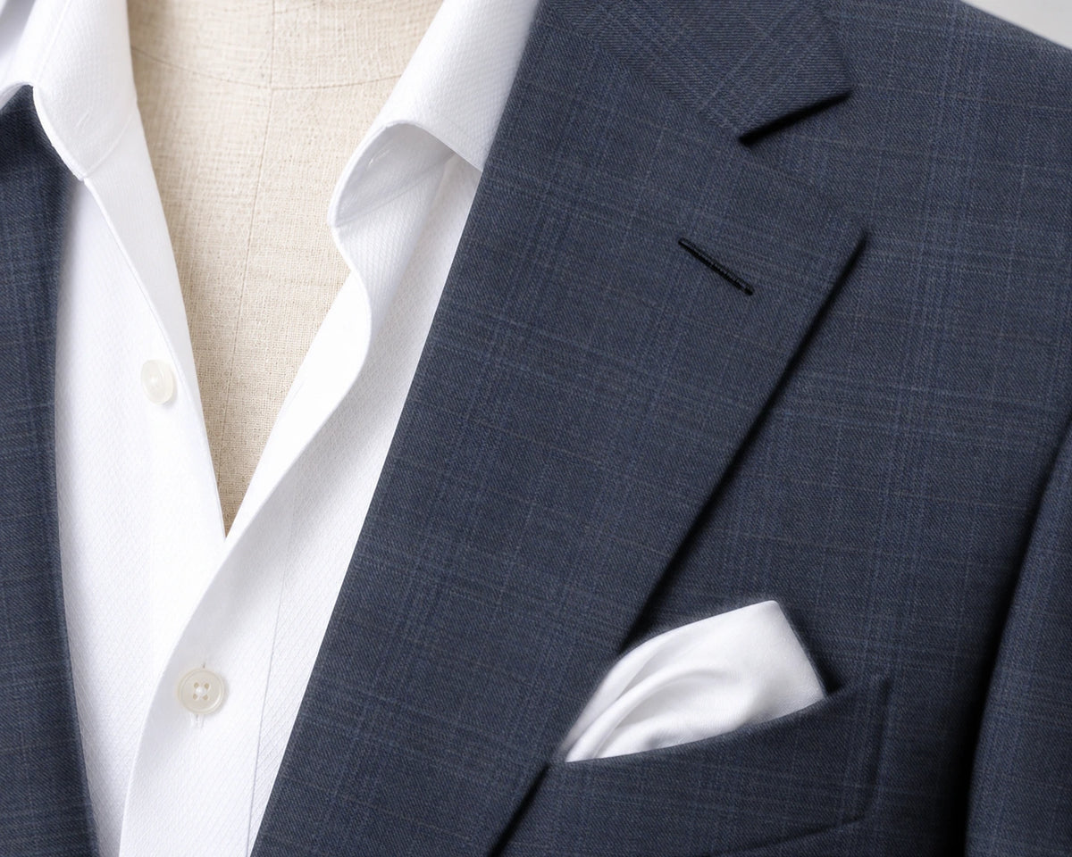 Trofeo Blue Windowpane Suit — fabric detail
