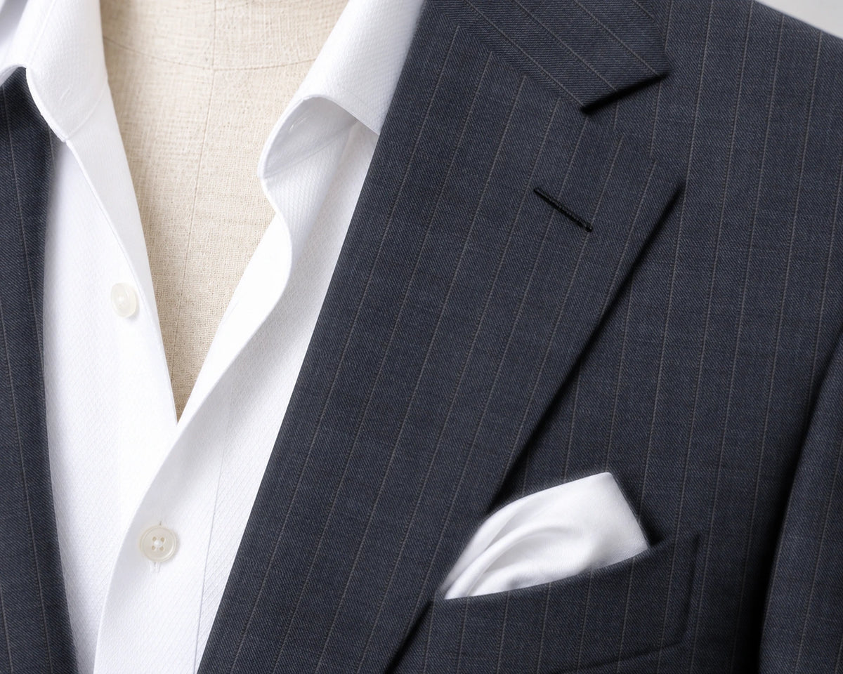 Trofeo Grey Fine Stripe Suit — fabric detail