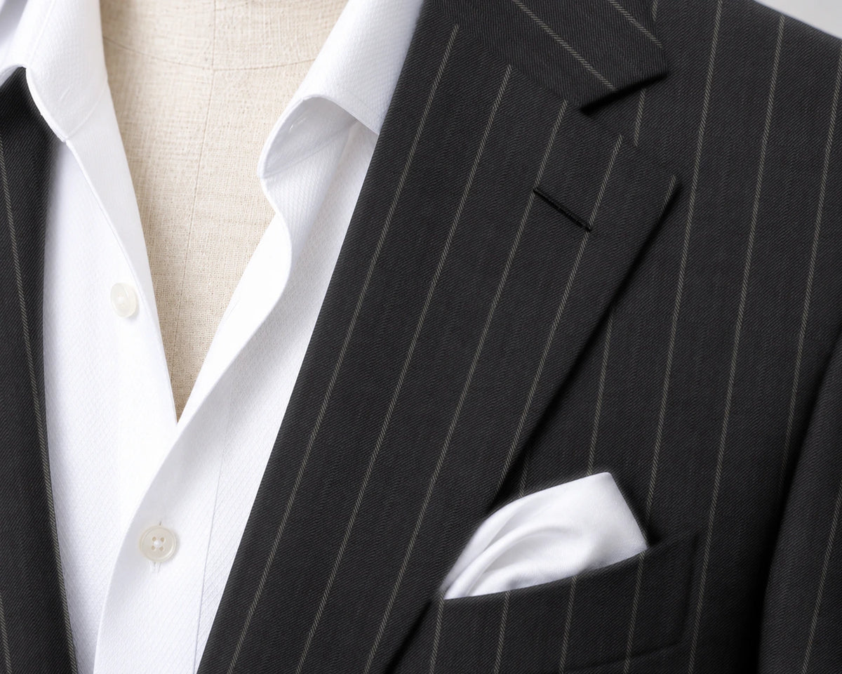 Trofeo Charcoal Stripe Suit — fabric detail
