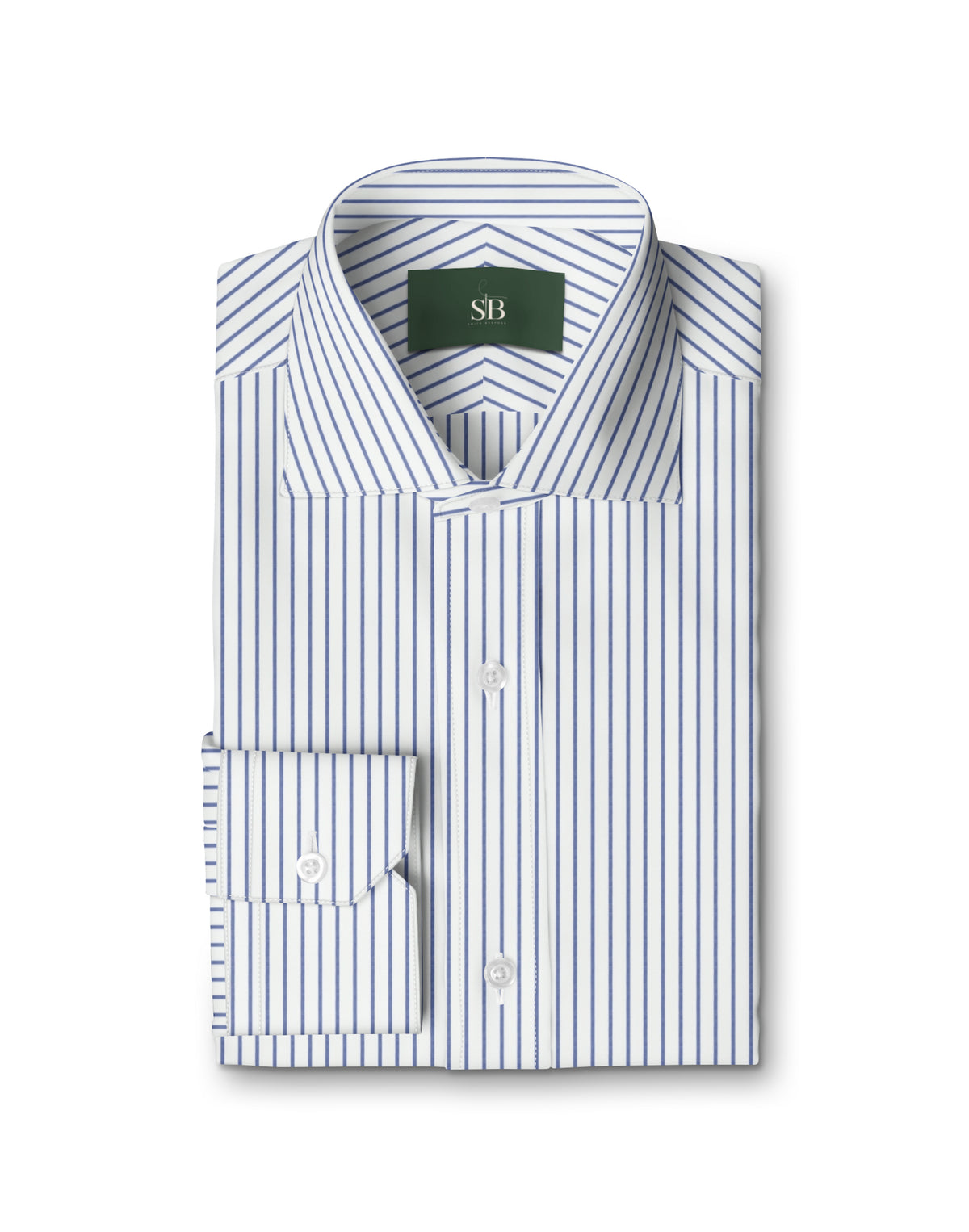 Navy Chalk Stripe Shirt — folded shirt — FM19182