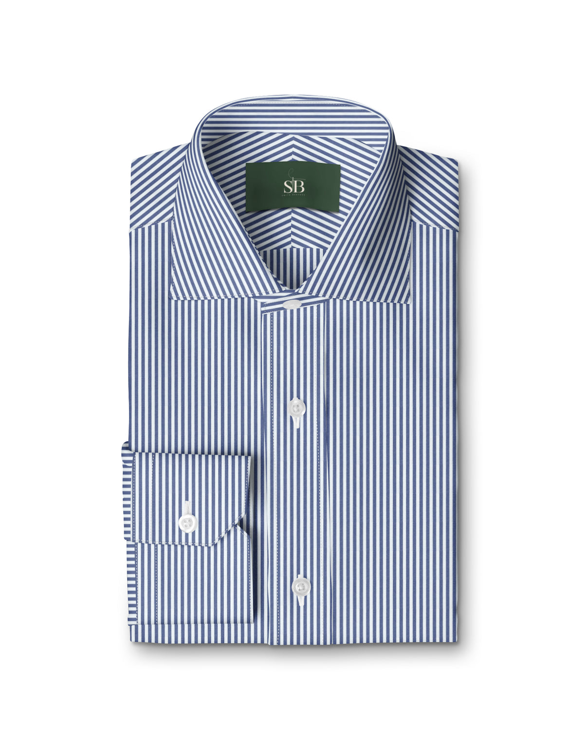 Navy London Stripe Shirt — folded shirt — FM19759