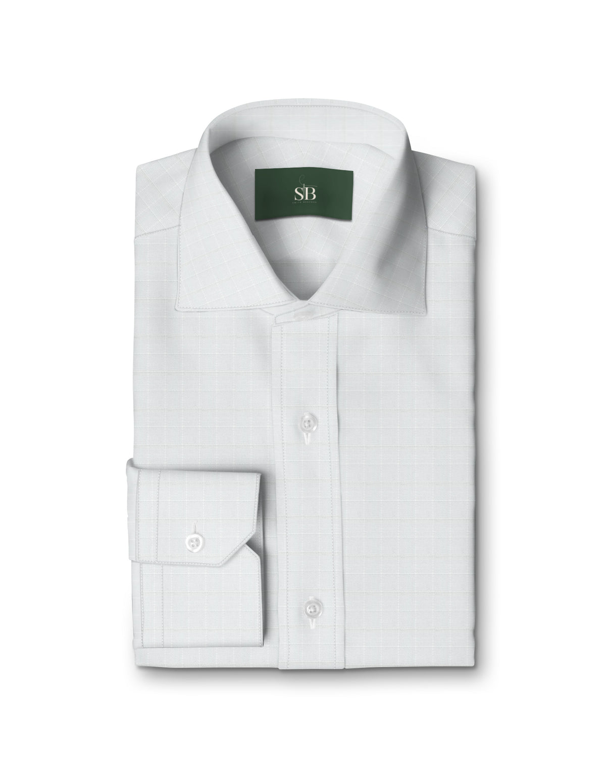 White Dobby Check Shirt — folded shirt — FM19917