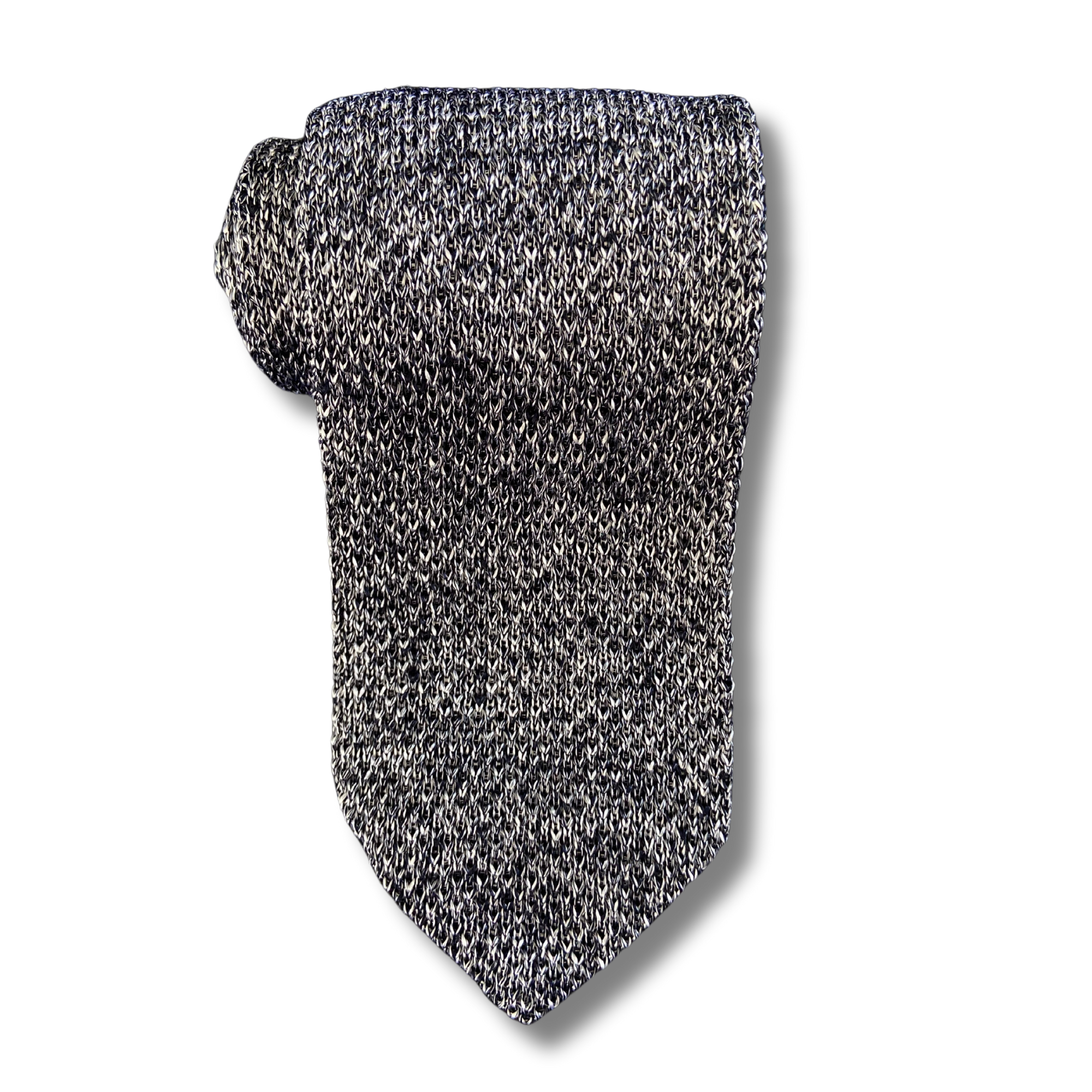 Black and White Melange Knit Tie