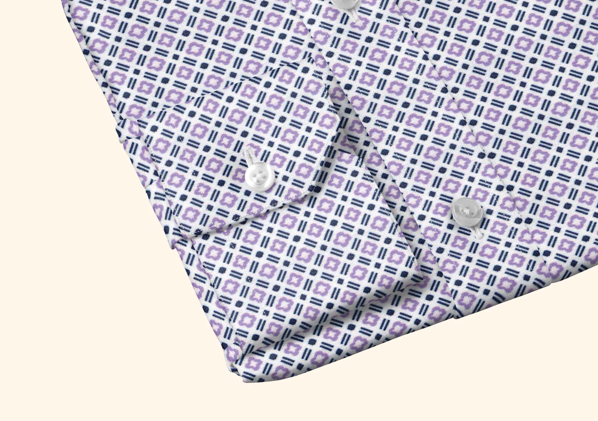 T1 Purple Geometric Print Dress Shirt