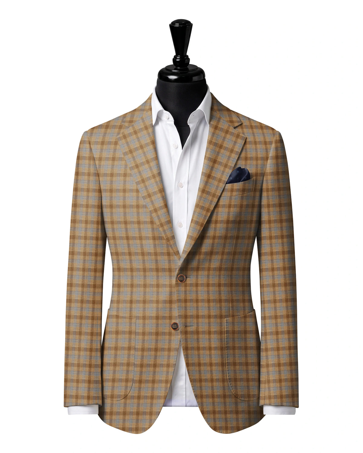 Grey Gold Check Sport Jacket — Gladson 265724 — J4 — two-button notch lapel with patch pockets