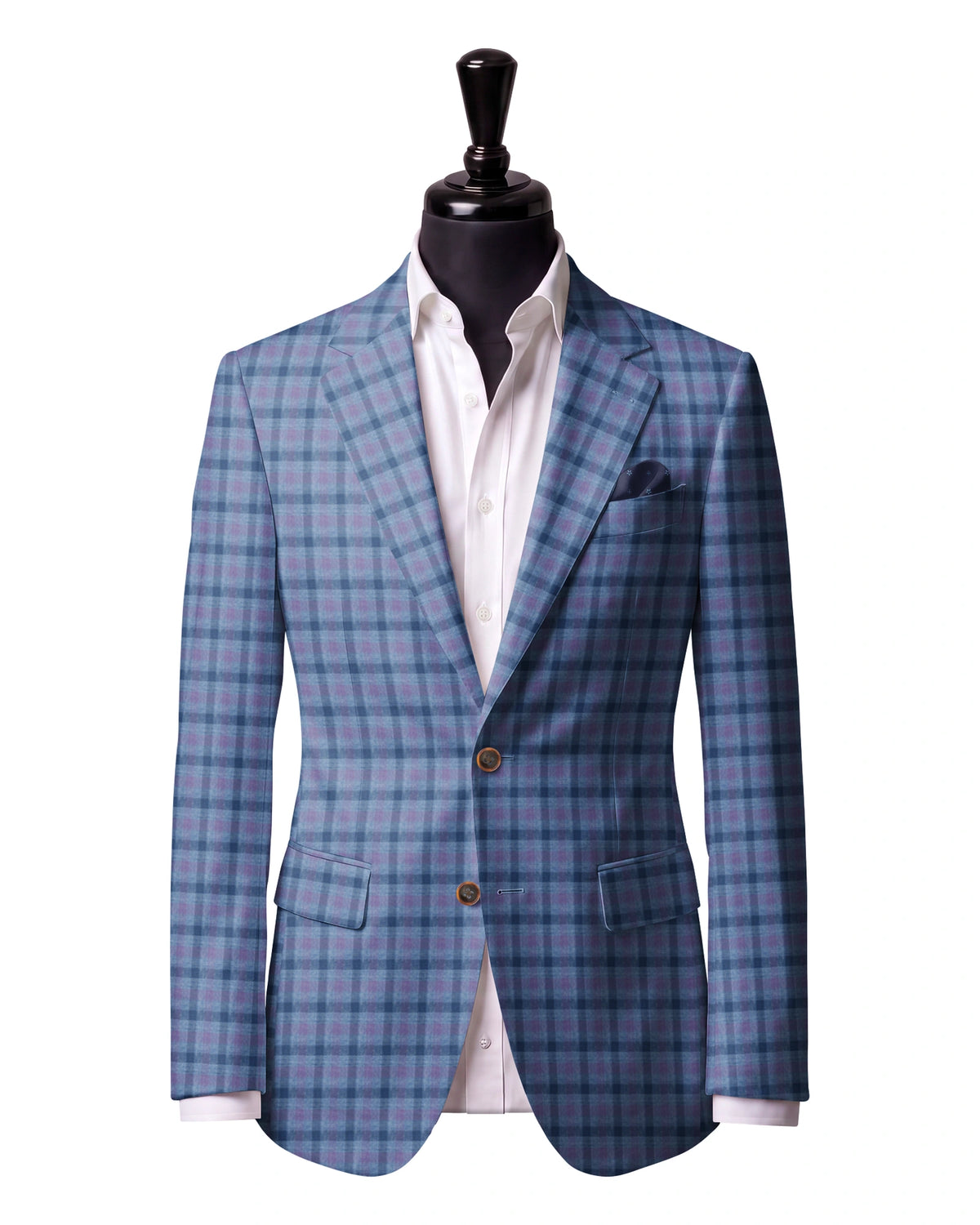 Light Blue Check Sport Jacket — Gladson 265727 — J1 — two-button notch lapel with straight flap pockets
