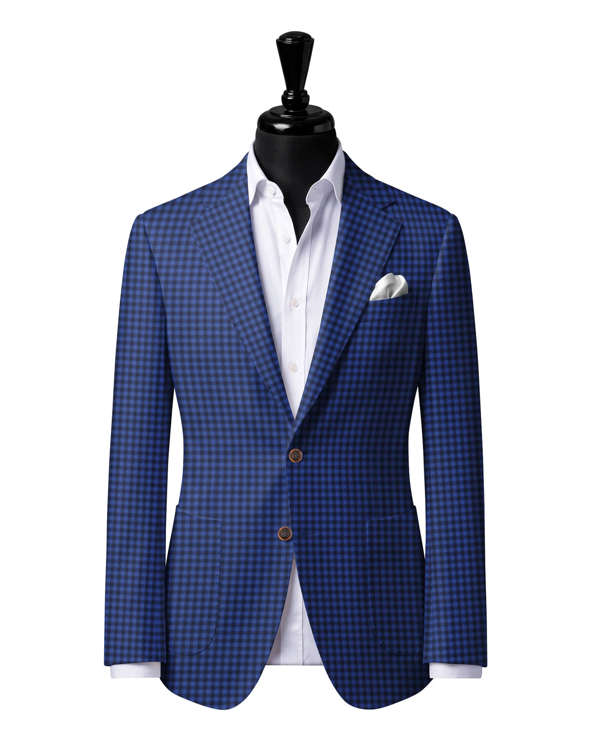Blue Small Check Sport Jacket — Hesworth 824004 — J4 — two-button notch lapel with patch pockets