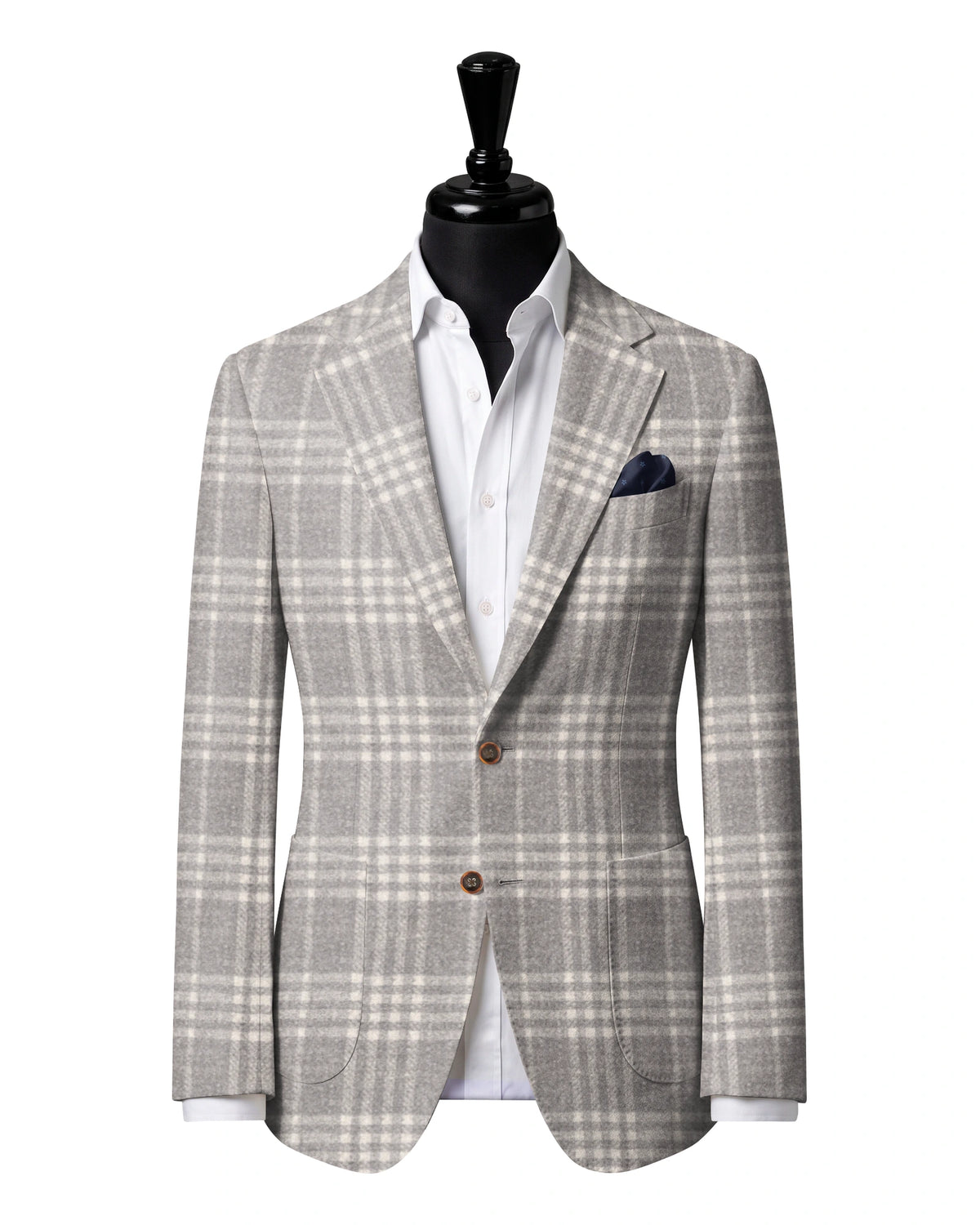 Grey Windowpane Sport Jacket — Matsuki 28913 — J4 — two-button notch lapel with patch pockets