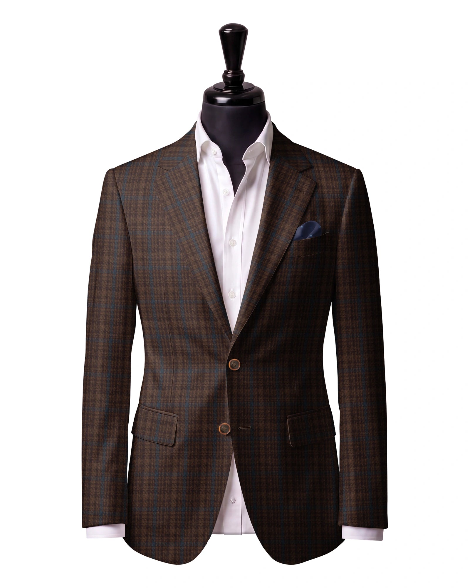 Rust multicolor check Sport Jacket — J1 — Two-button notch lapel. Straight flap pockets.