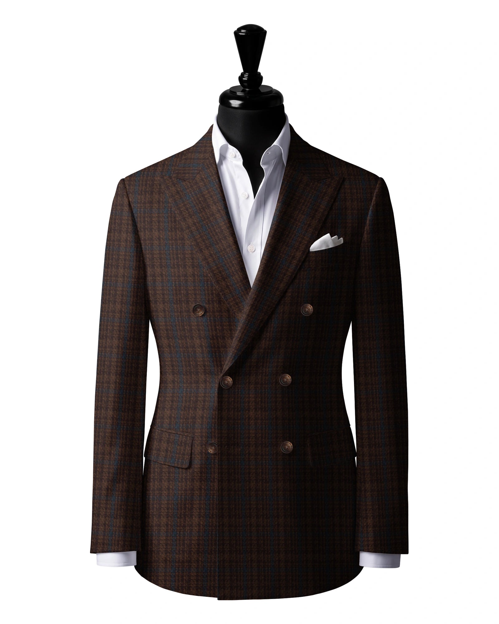 Rust multicolor check Sport Jacket — J3 — 6×2 double breasted. Peak lapels. Six buttons, with two fastening.
