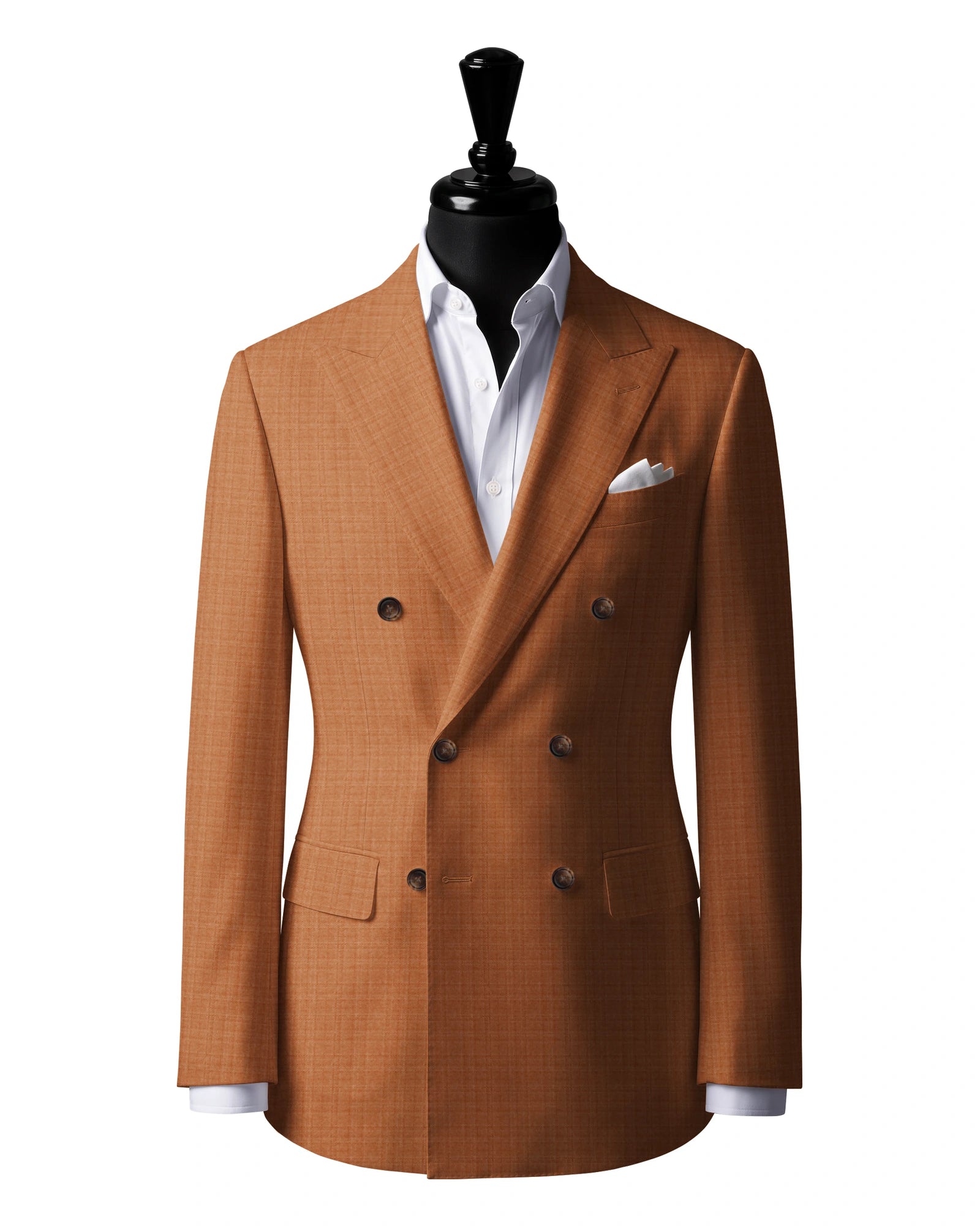 Apricot textured cloth Sport Jacket — J3 — 6×2 double breasted. Peak lapels. Six buttons, with two fastening.