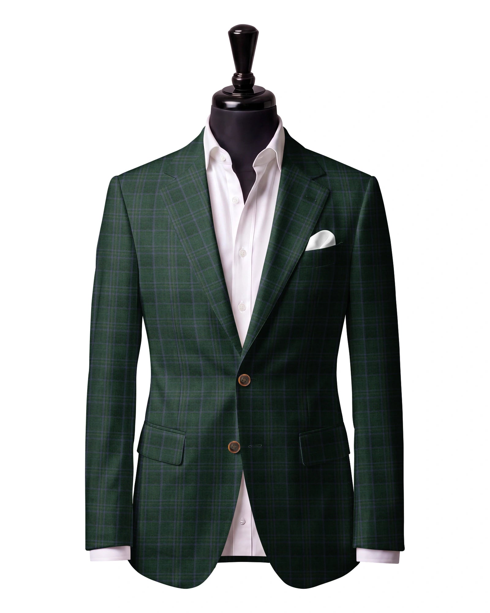 Green & Purple Check Sport Jacket — J1 — Two-button notch lapel. Straight flap pockets.