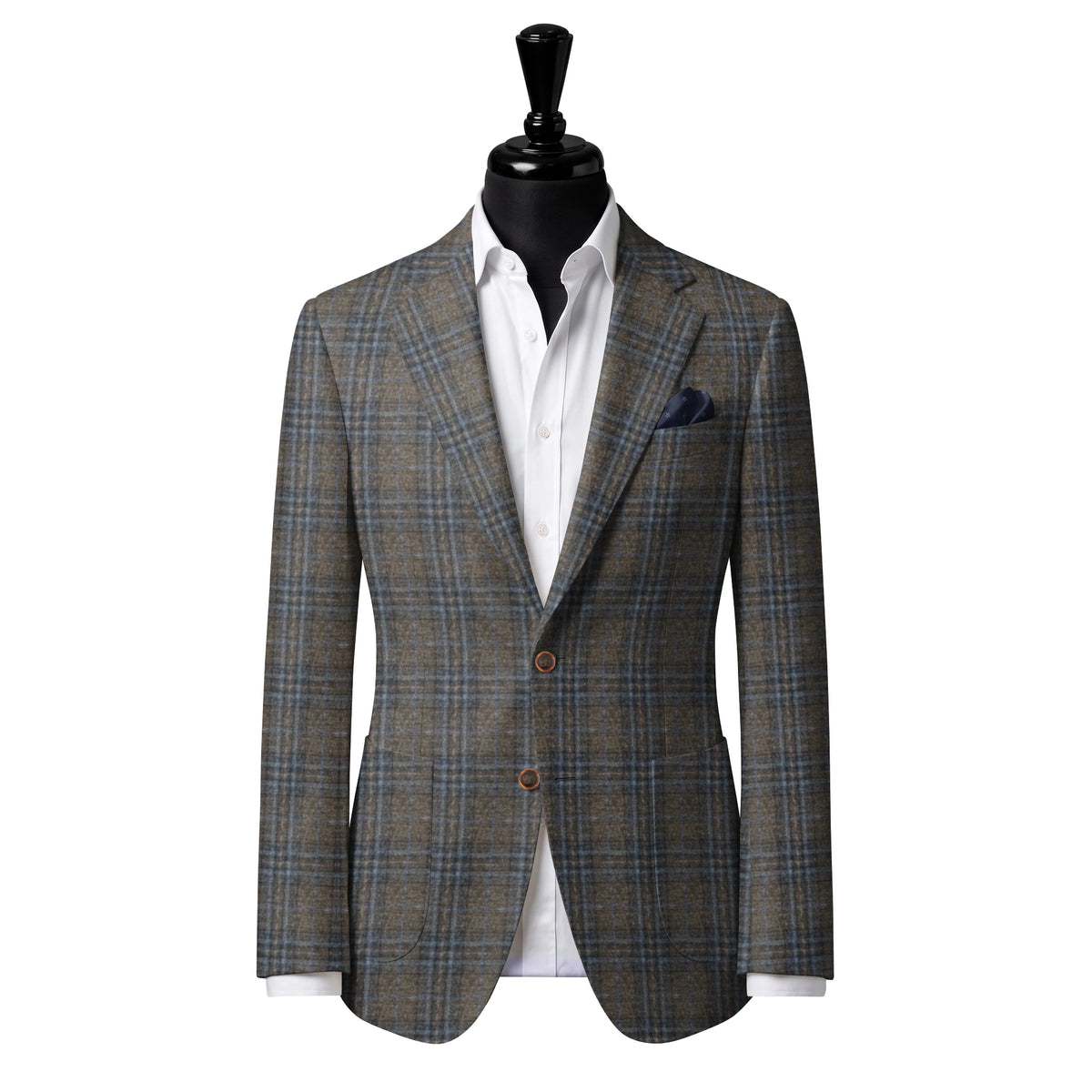 Tan with blue check Sport Jacket — Style 1