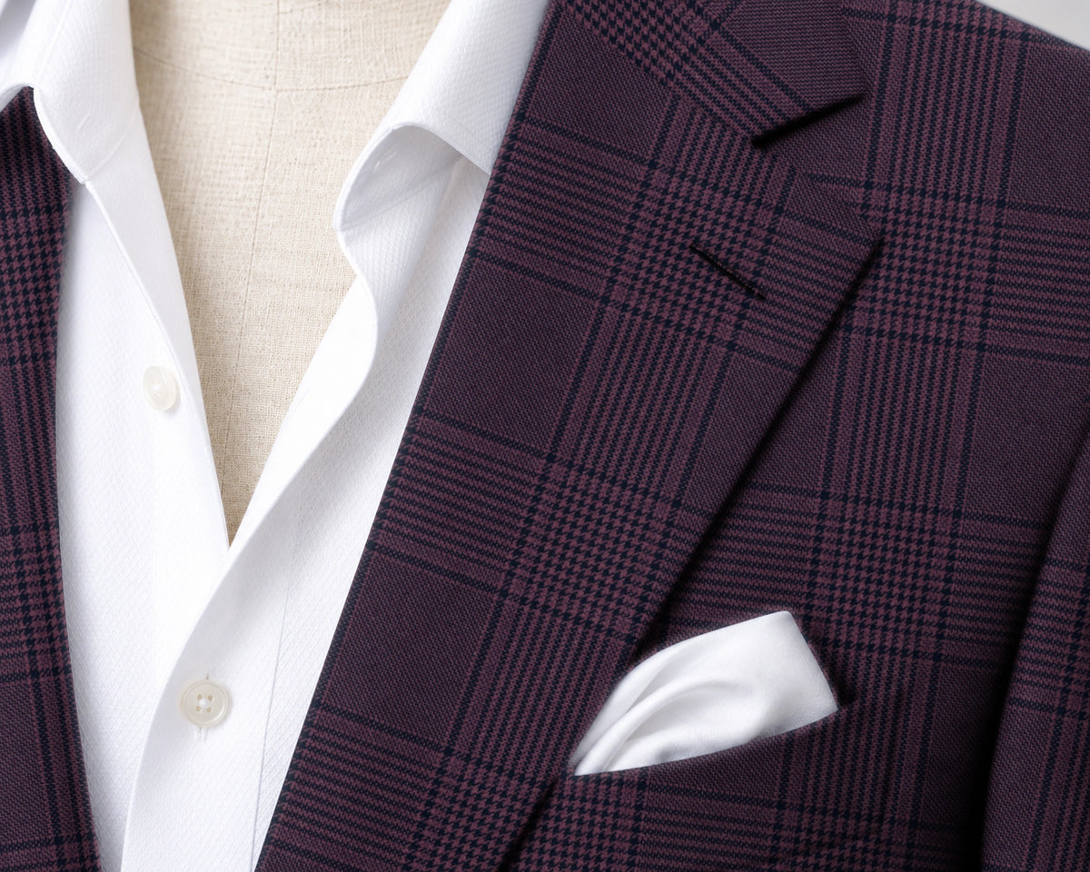 Plum geometric check Sport Jacket — fabric detail