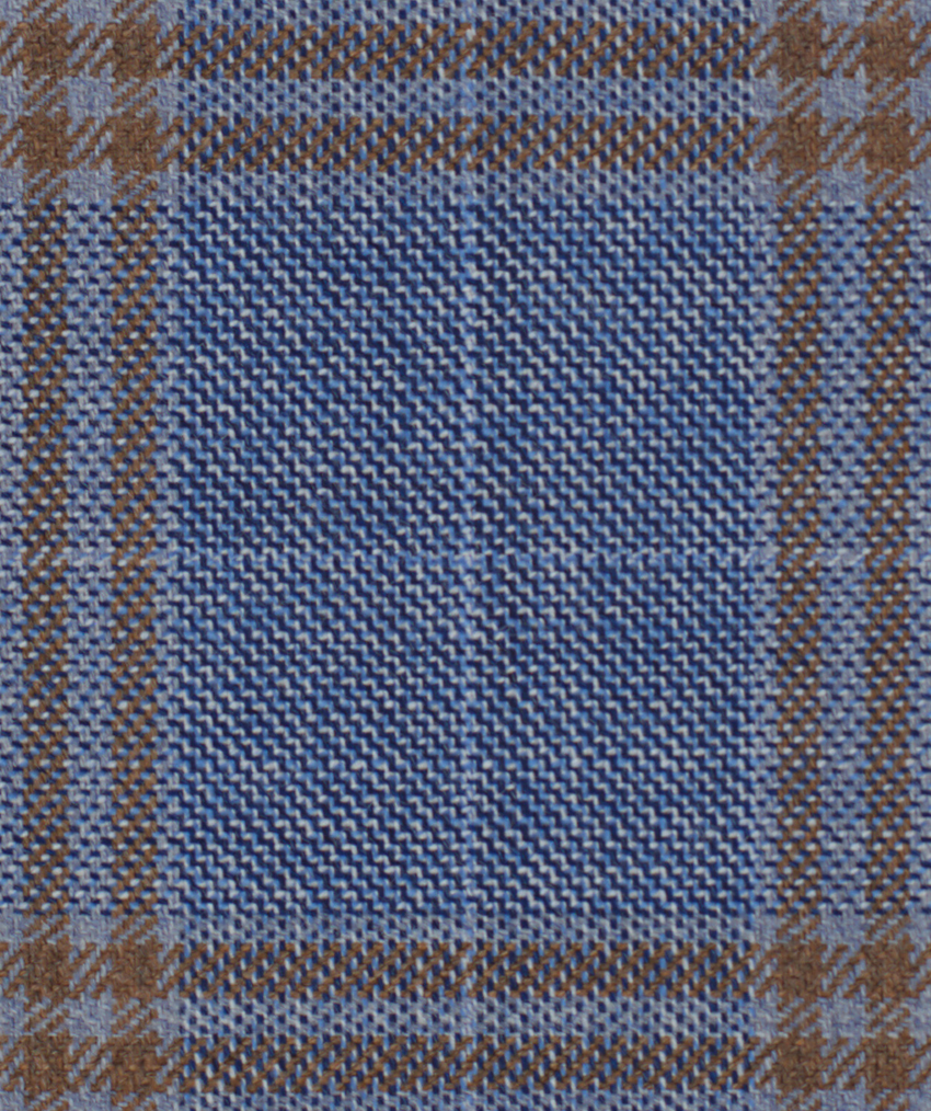 Blue with ochre check Sport Jacket — cloth swatch