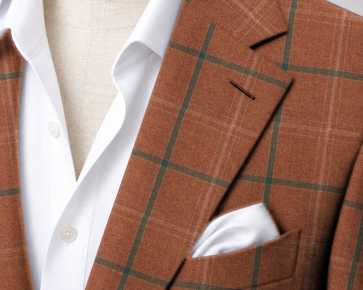 Orange & Green Windowpane Sport Jacket — fabric detail