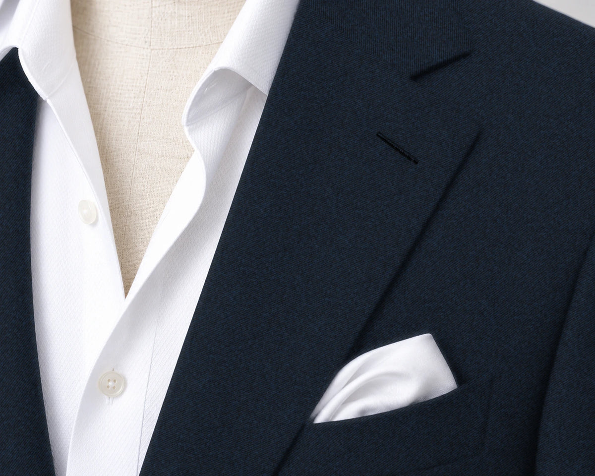 Navy Flannel Suit — fabric detail