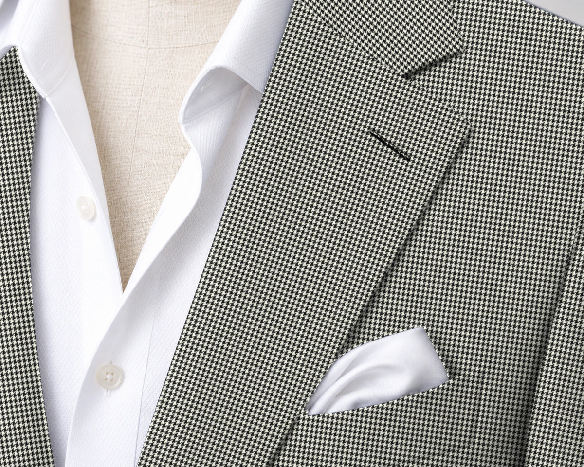Grey Microcheck Suit — fabric detail