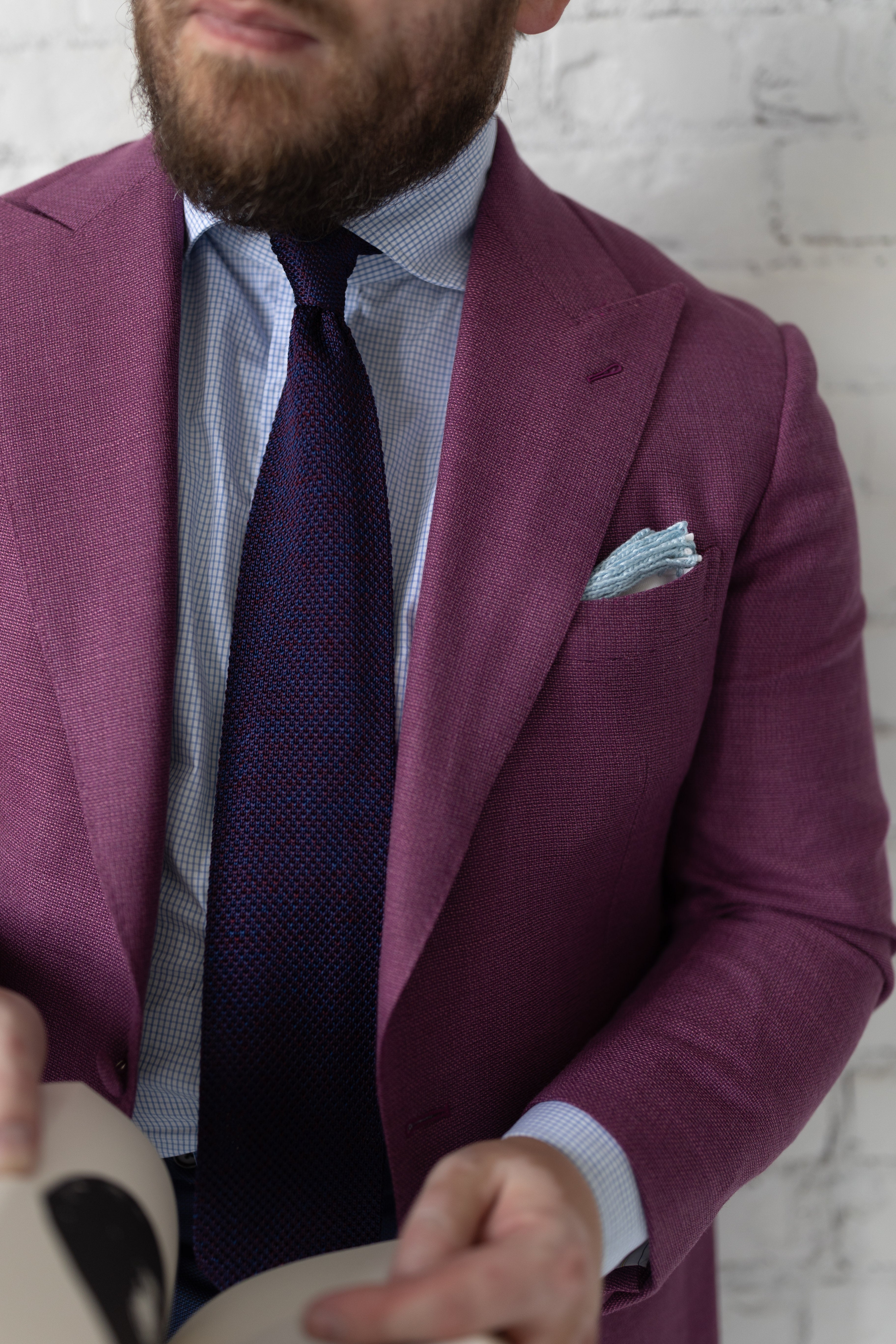 Purple Red Melange Knit Tie