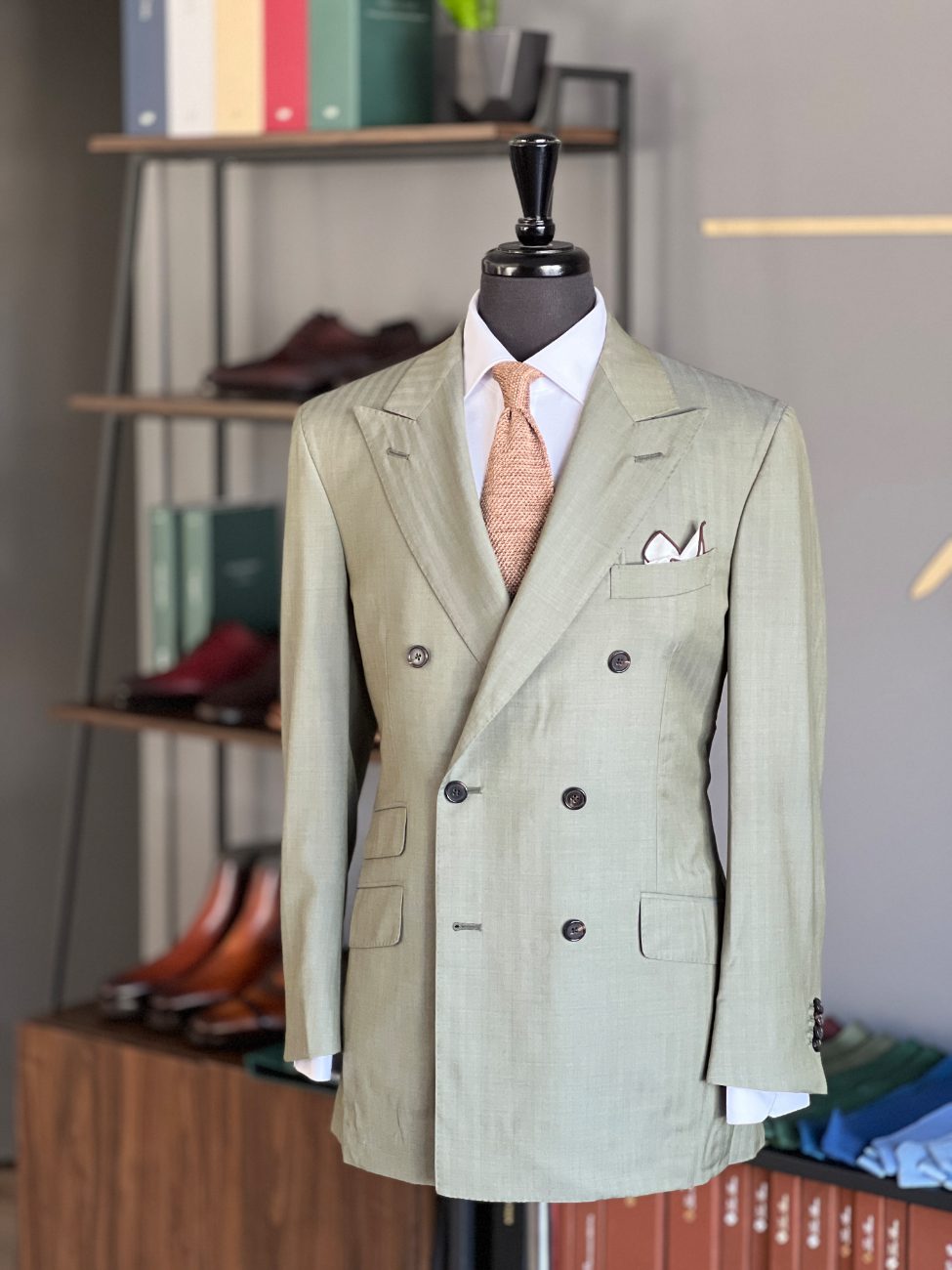 Tier Two tailoring — a double-breasted jacket on the form